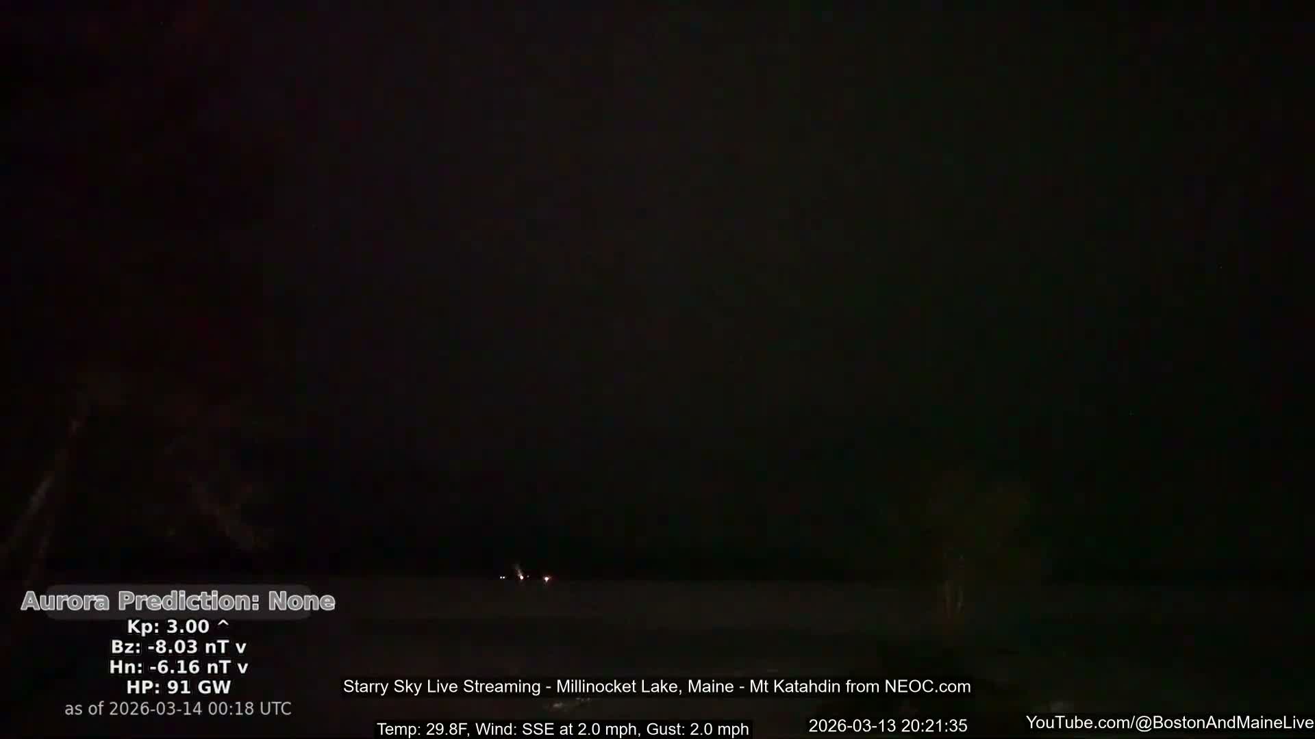 Millinocket Lake, Stars, Aurora, Meteors Live Cam  from Mt Katahdin -  Maine  USA