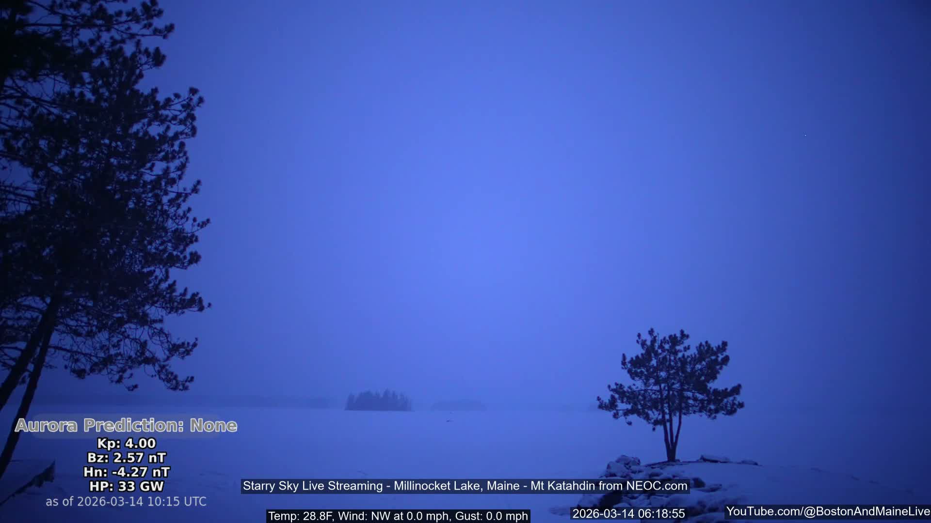 Millinocket Lake, Stars, Aurora, Meteors Live Cam  from Mt Katahdin -  Maine  USA