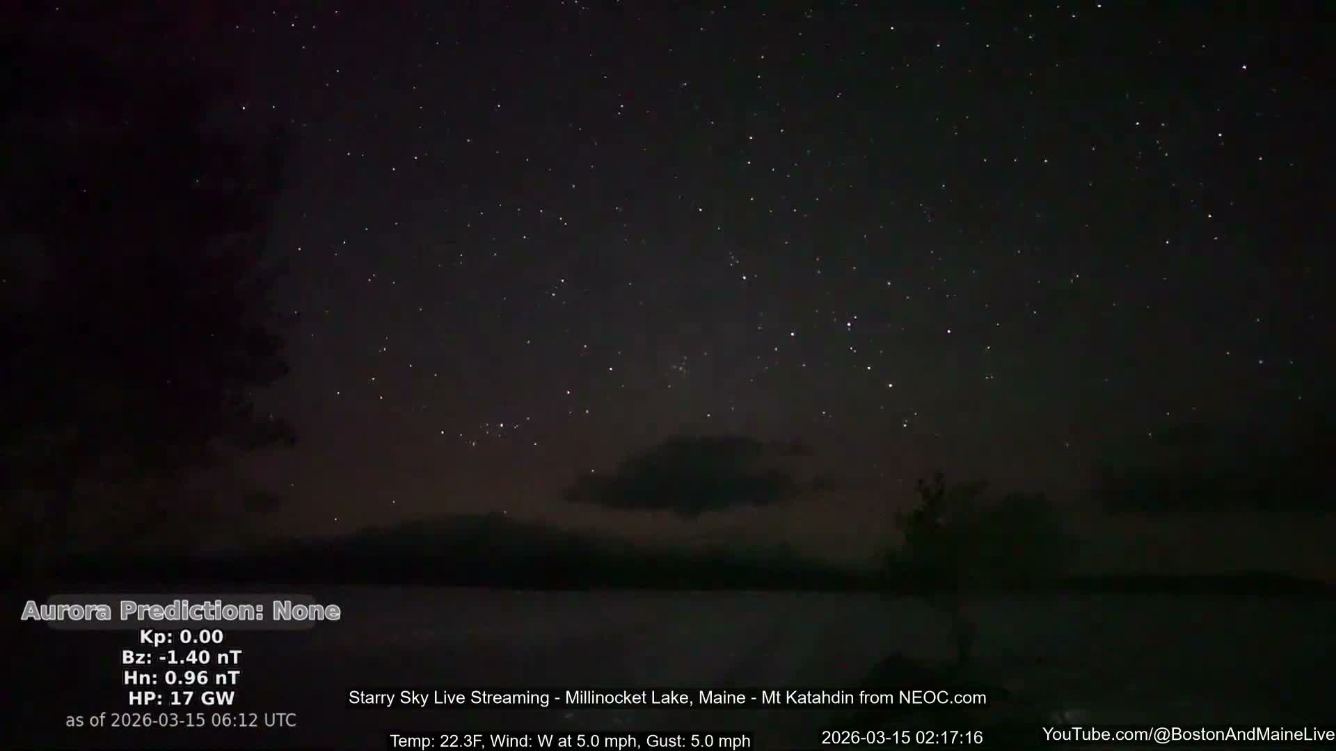 Millinocket Lake, Stars, Aurora, Meteors Live Cam  from Mt Katahdin -  Maine  USA