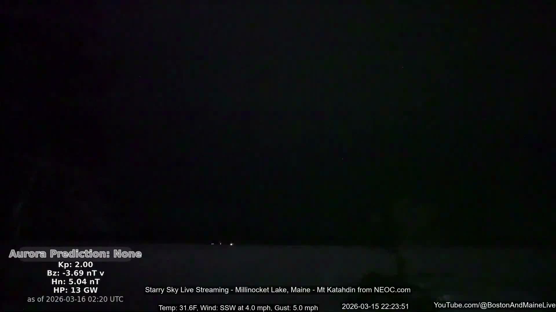 Millinocket Lake, Stars, Aurora, Meteors Live Cam  from Mt Katahdin -  Maine  USA