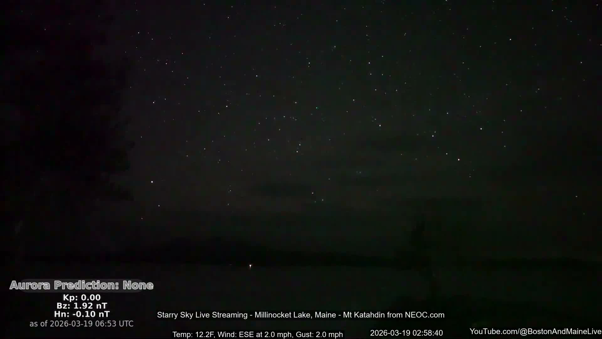 Millinocket Lake, Stars, Aurora, Meteors Live Cam  from Mt Katahdin -  Maine  USA