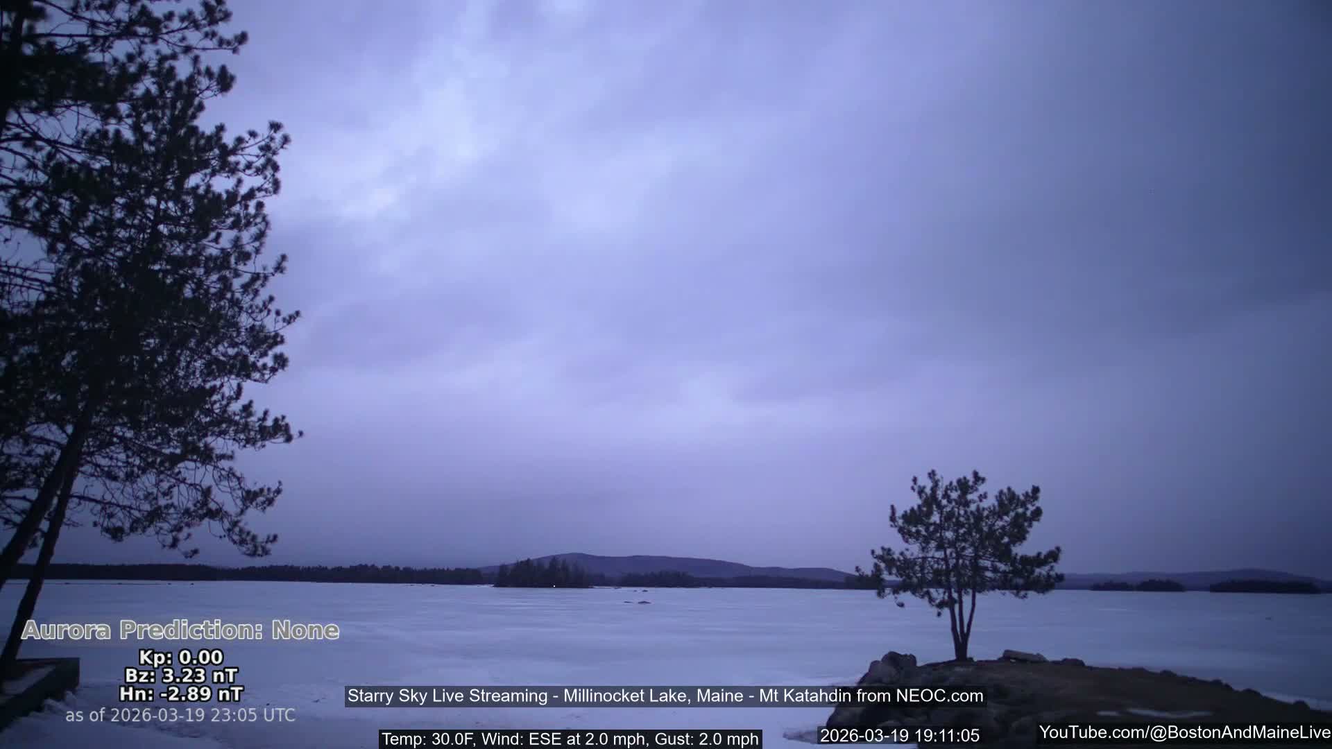 Millinocket Lake, Stars, Aurora, Meteors Live Cam  from Mt Katahdin -  Maine  USA