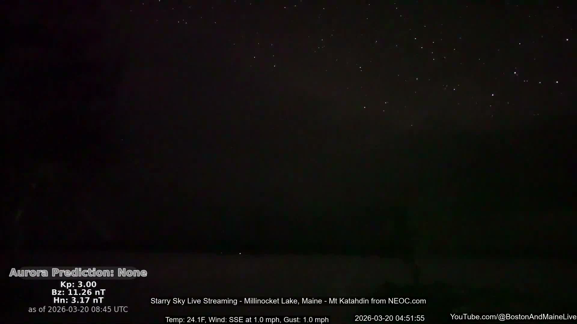 Millinocket Lake, Stars, Aurora, Meteors Live Cam  from Mt Katahdin -  Maine  USA