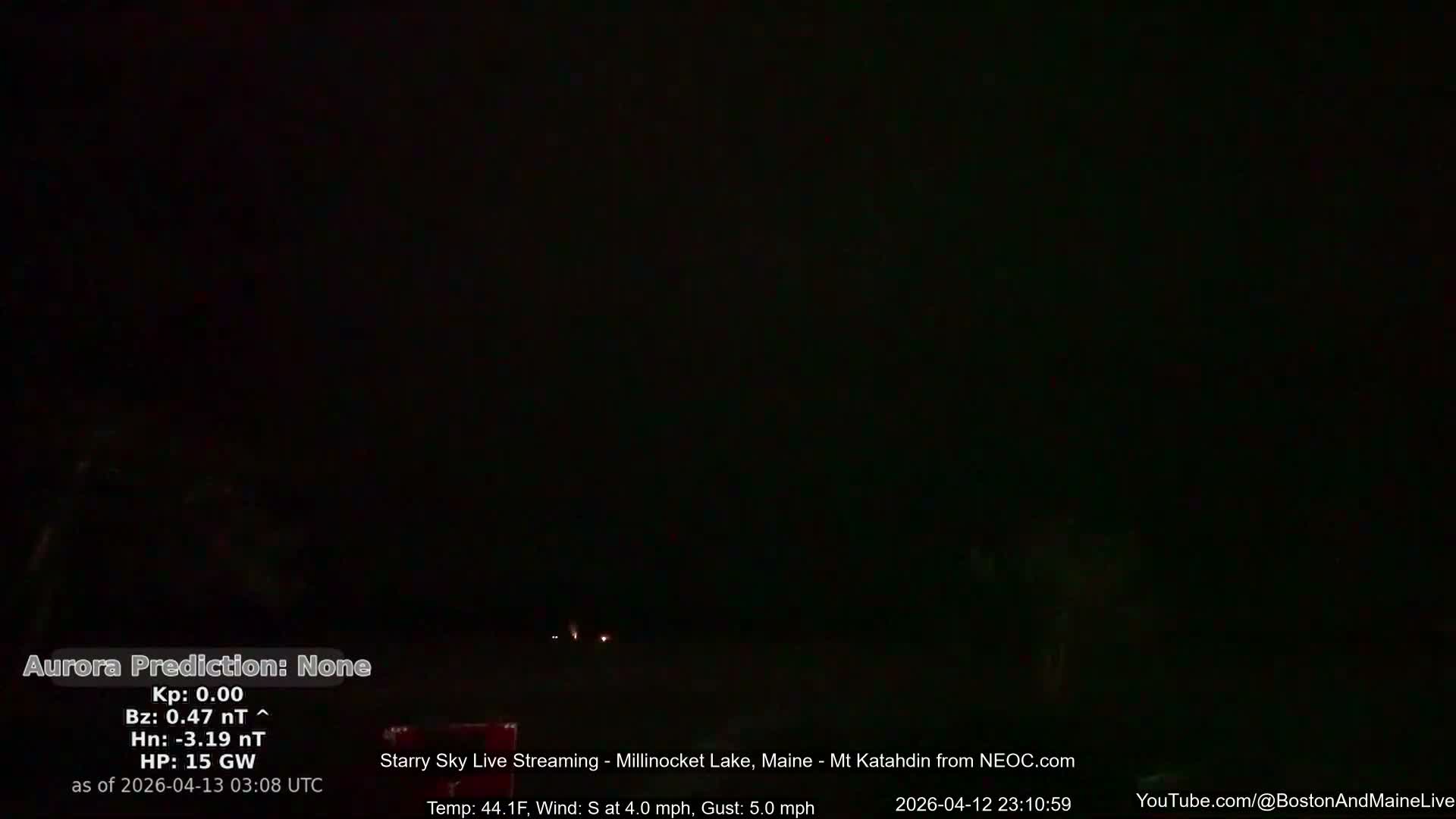 Millinocket Lake, Stars, Aurora, Meteors Live Cam  from Mt Katahdin -  Maine  USA