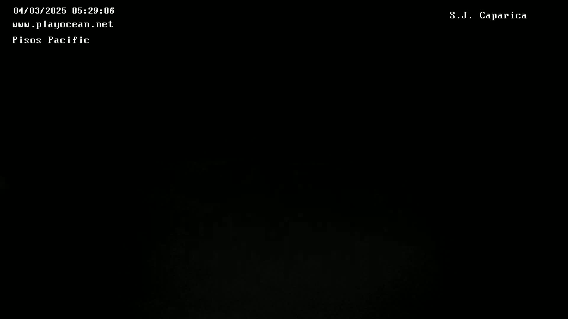 The image is almost entirely black, with a very faint, dark green glow near the bottom.