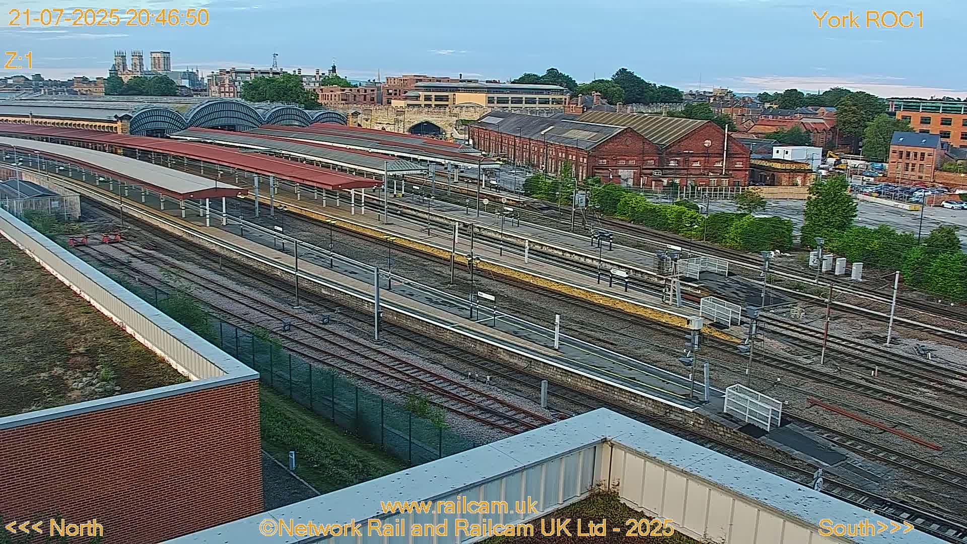 Yorkshire, York Railway Station & York City Live Cam   - York, North Yorkshire, Yorkshire and the Humber, England, United Kingdom