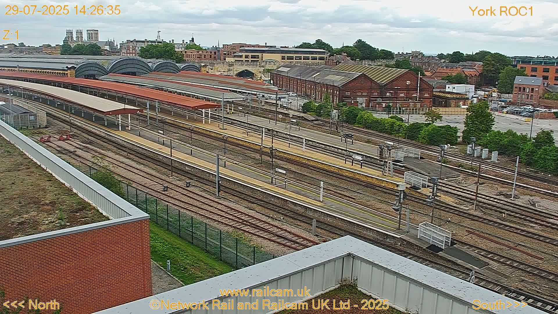Yorkshire, York Railway Station & York City Live Cam   - York, North Yorkshire, Yorkshire and the Humber, England, United Kingdom
