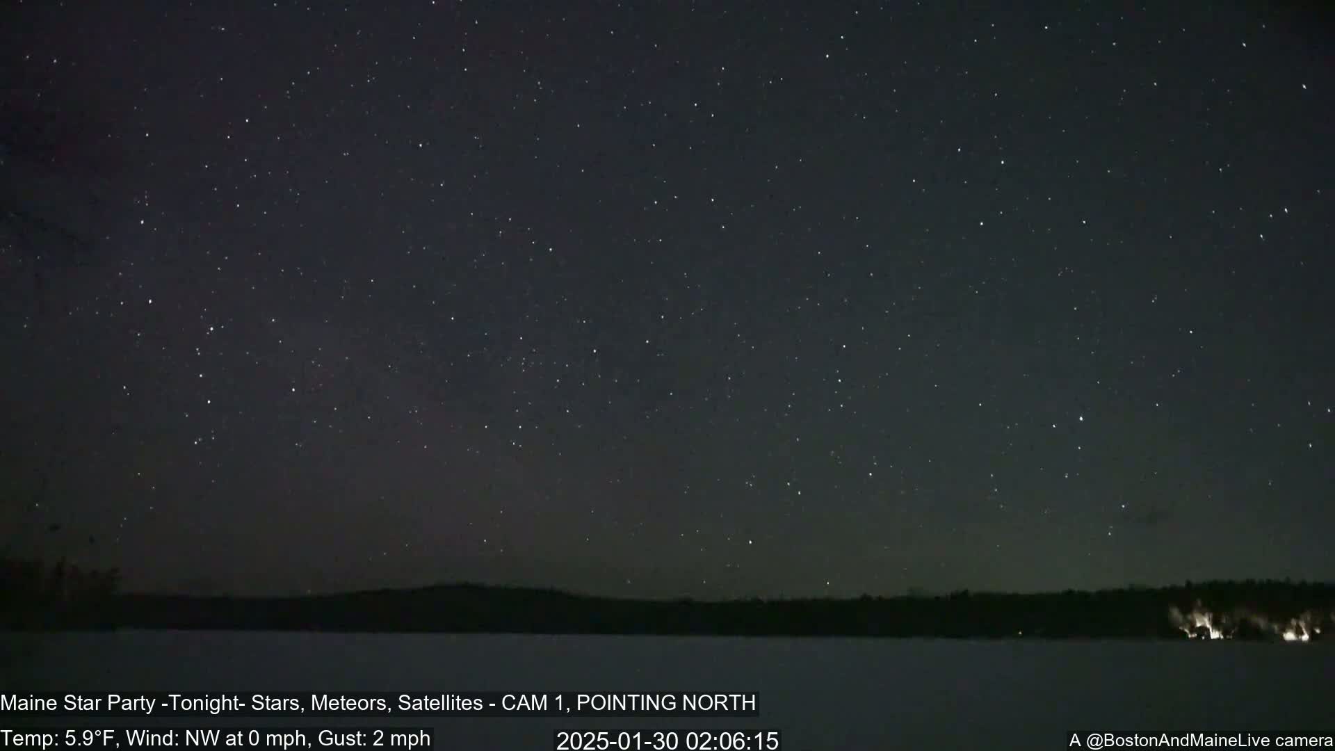 Aurora, Stars, Meteors, Chill Relax Star Live Cam - East  Millinocket, Maine , USA