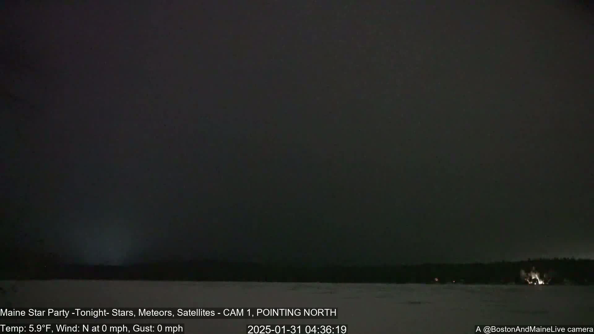 Aurora, Stars, Meteors, Chill Relax Star Live Cam - East  Millinocket, Maine , USA