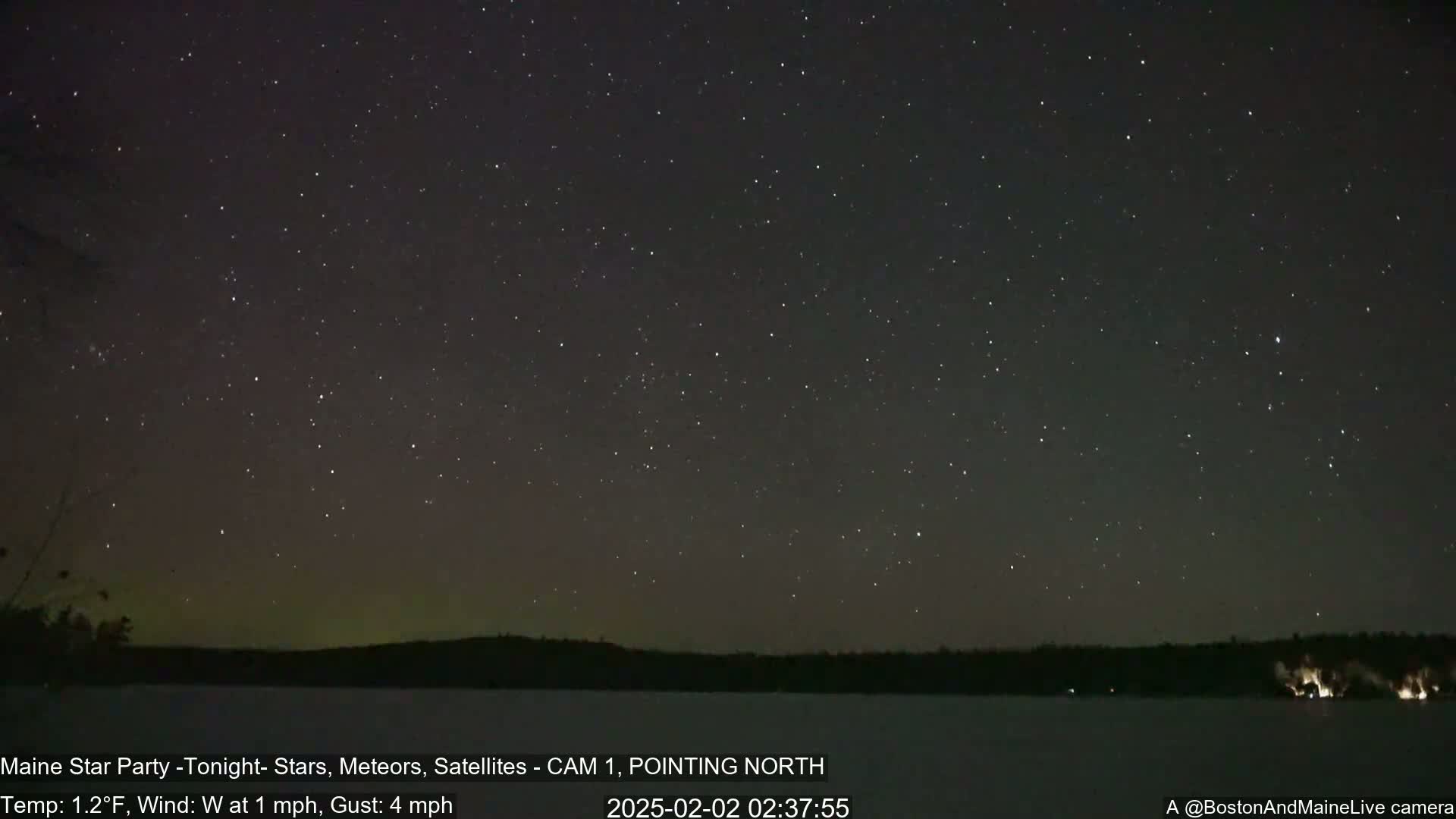 Aurora, Stars, Meteors, Chill Relax Star Live Cam - East  Millinocket, Maine , USA
