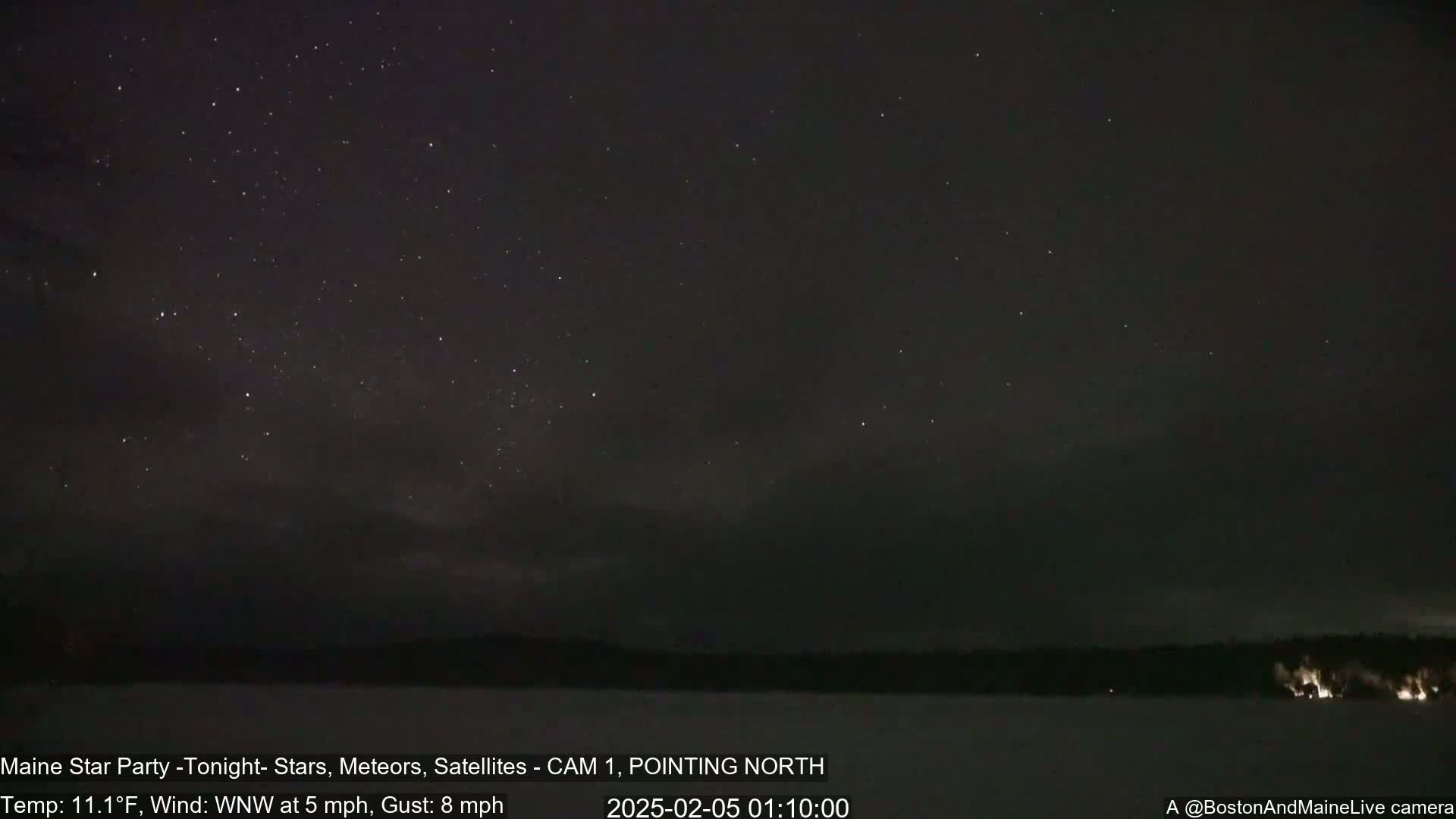 Aurora, Stars, Meteors, Chill Relax Star Live Cam - East  Millinocket, Maine , USA
