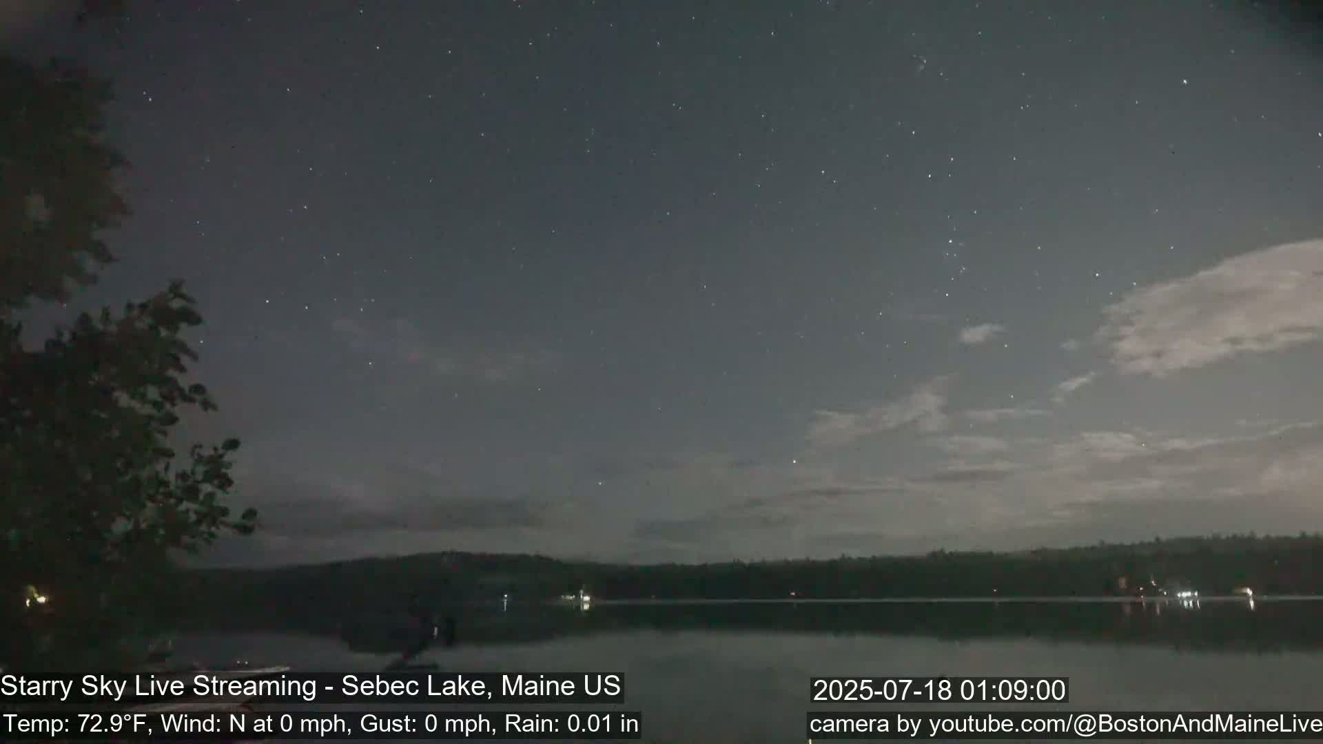 Aurora, Stars, Meteors, Chill Relax Star Live Cam - East  Millinocket, Maine , USA