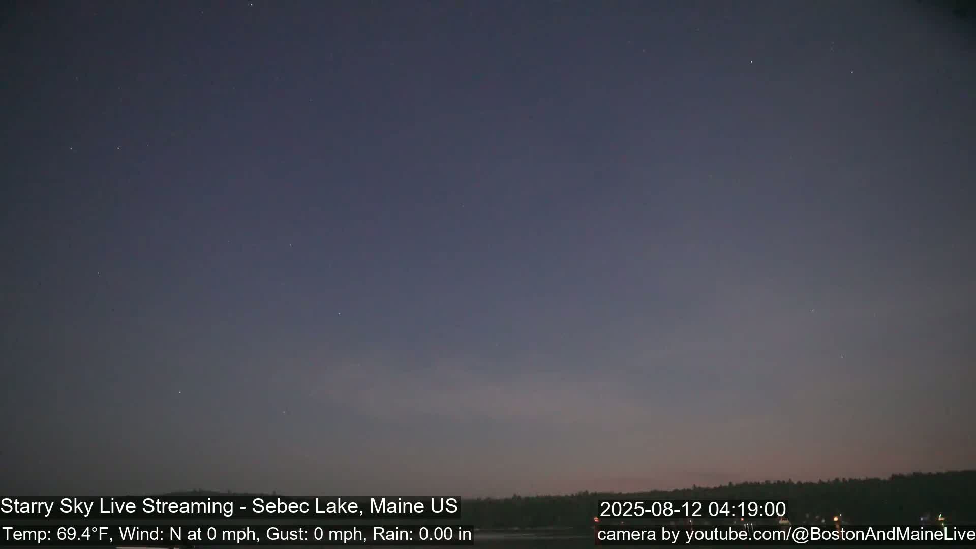 Aurora, Stars, Meteors, Chill Relax Star Live Cam - East  Millinocket, Maine , USA