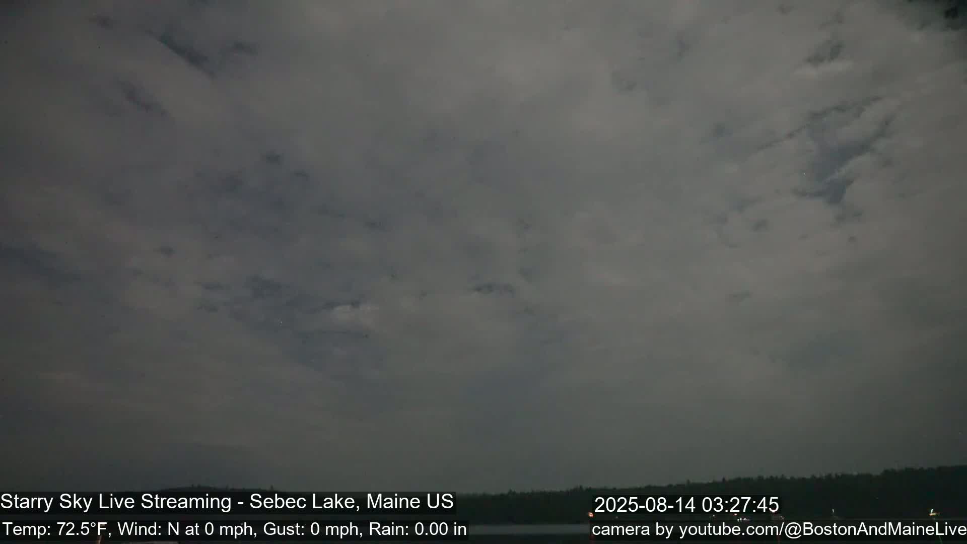 A calm, overcast sky over a lake at 72.5°F with no wind or rain.