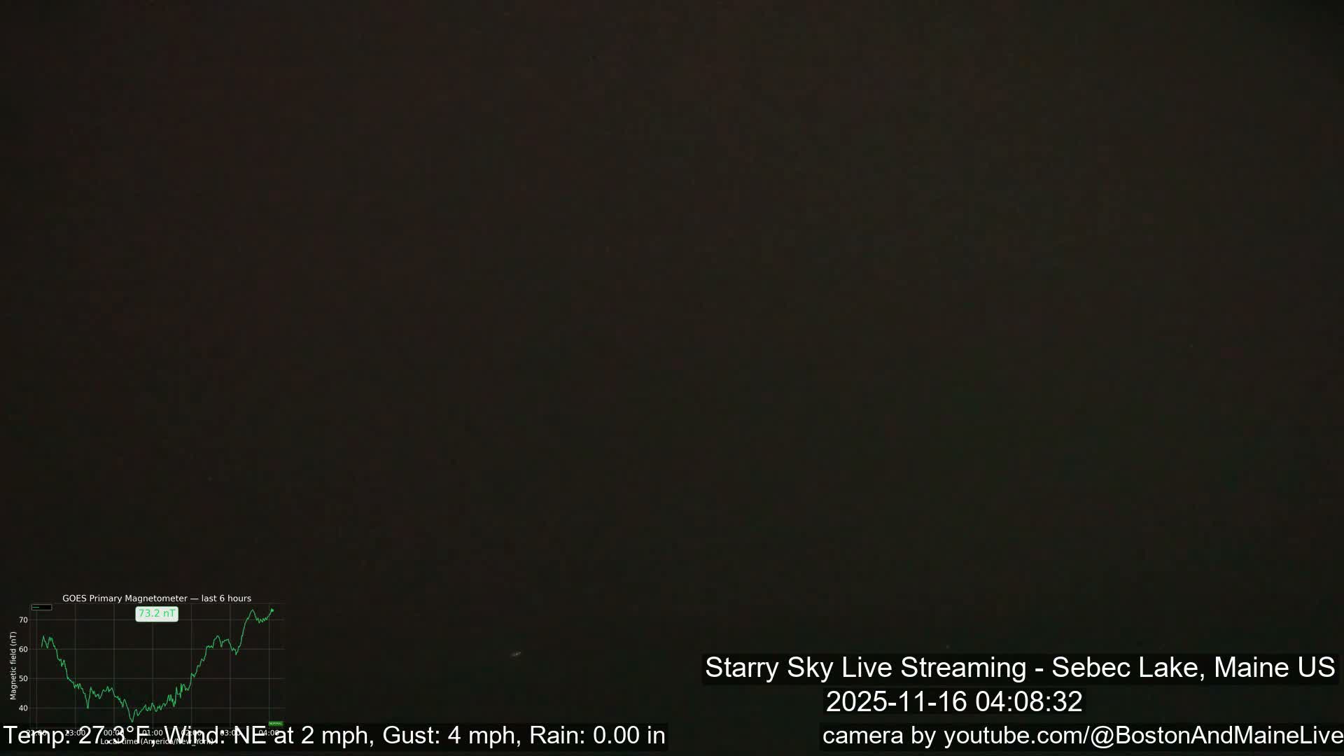 The image displays an extremely dark, almost entirely black outdoor scene with no discernible features or celestial bodies, suggesting either a very clear, moonless night or densely overcast conditions.