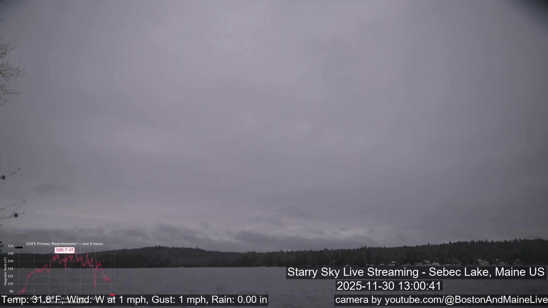 The image reveals an extremely dark, almost black outdoor scene at night, likely under overcast conditions, with only a few minuscule, faint light sources barely visible in the vast darkness.