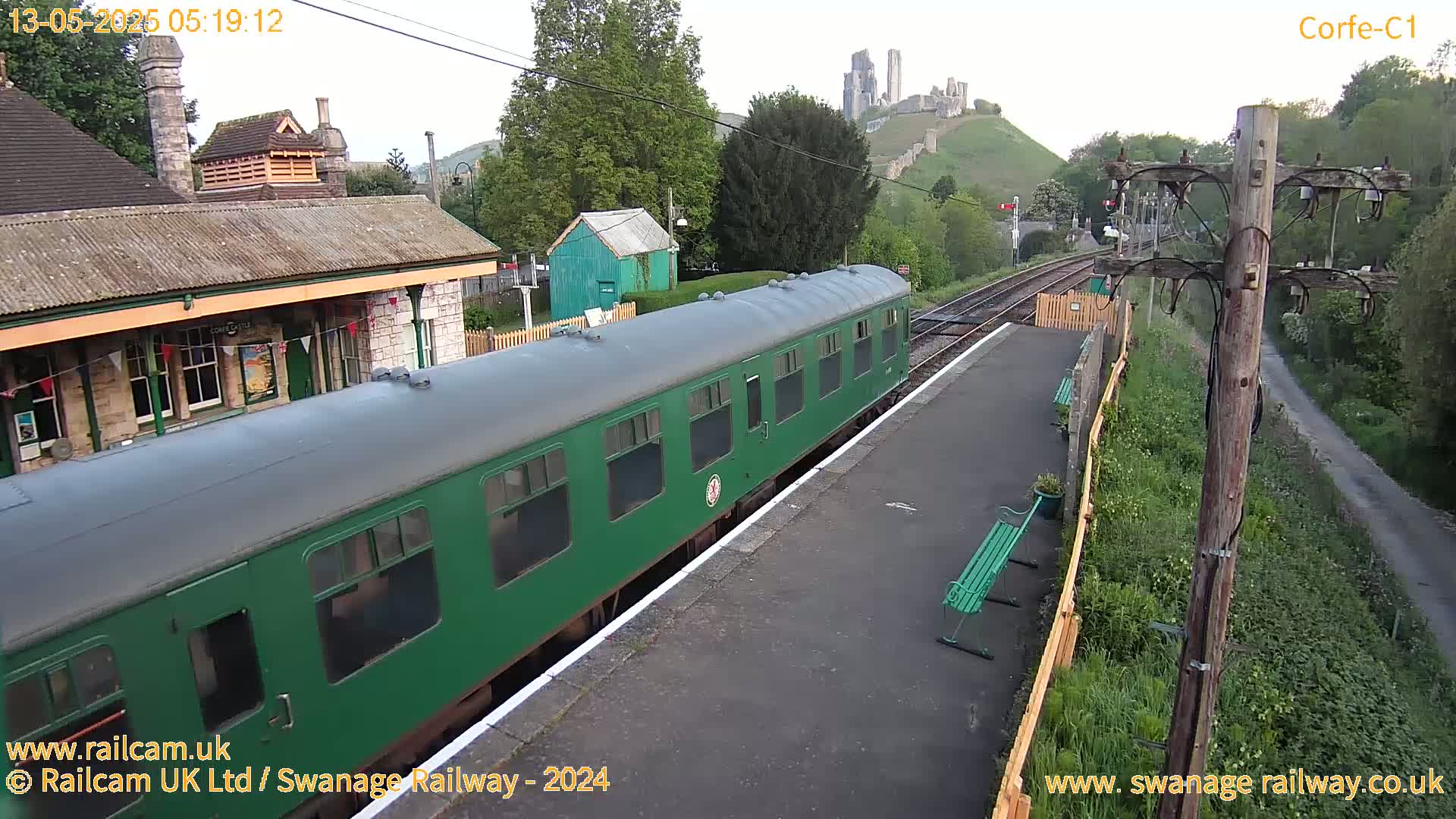 Corfe Castle View & Corfe Railway Station Live Cam - Purbeck, Dorset, South West, England, United Kingdom