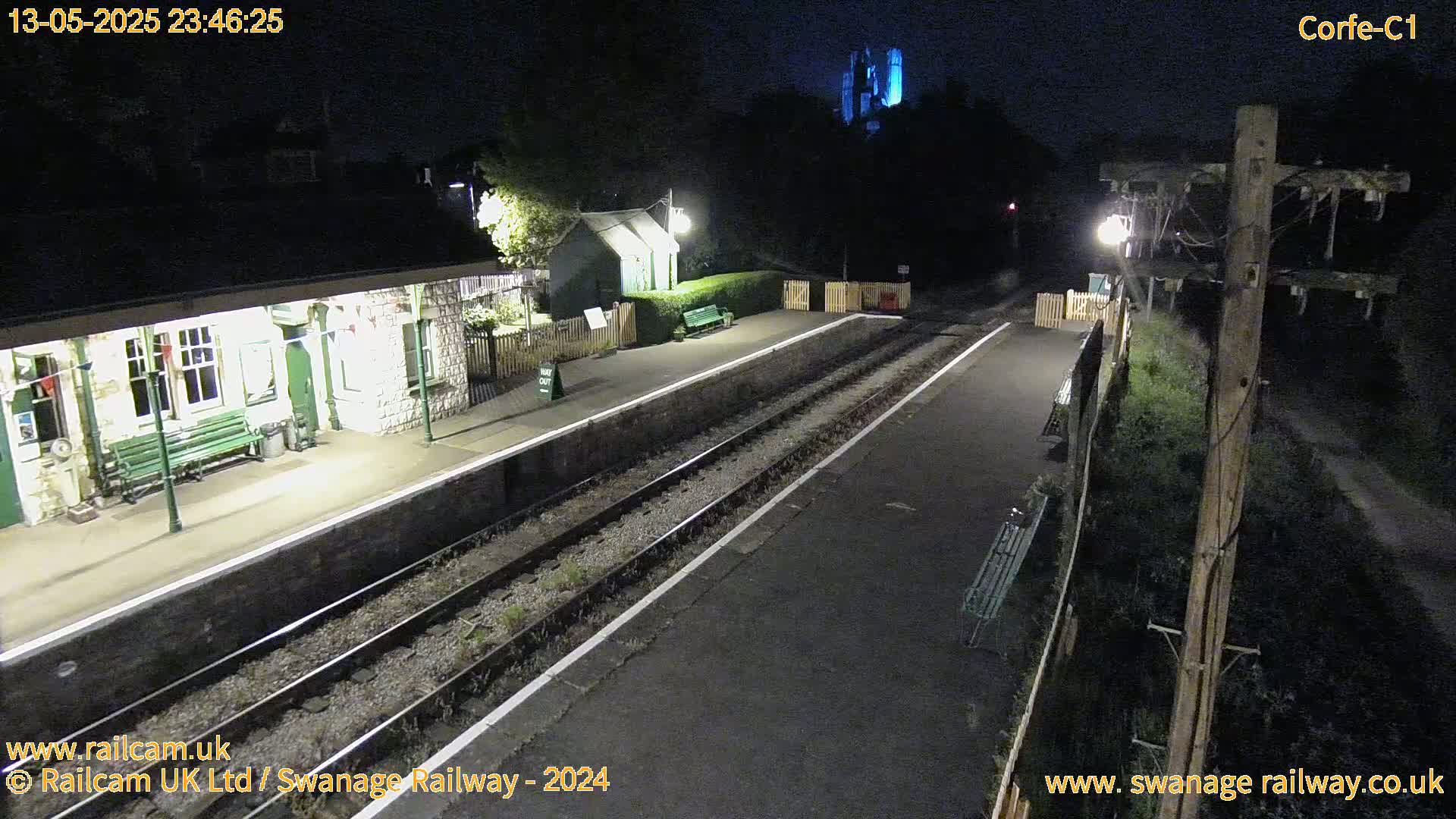 Corfe Castle View & Corfe Railway Station Live Cam - Purbeck, Dorset, South West, England, United Kingdom