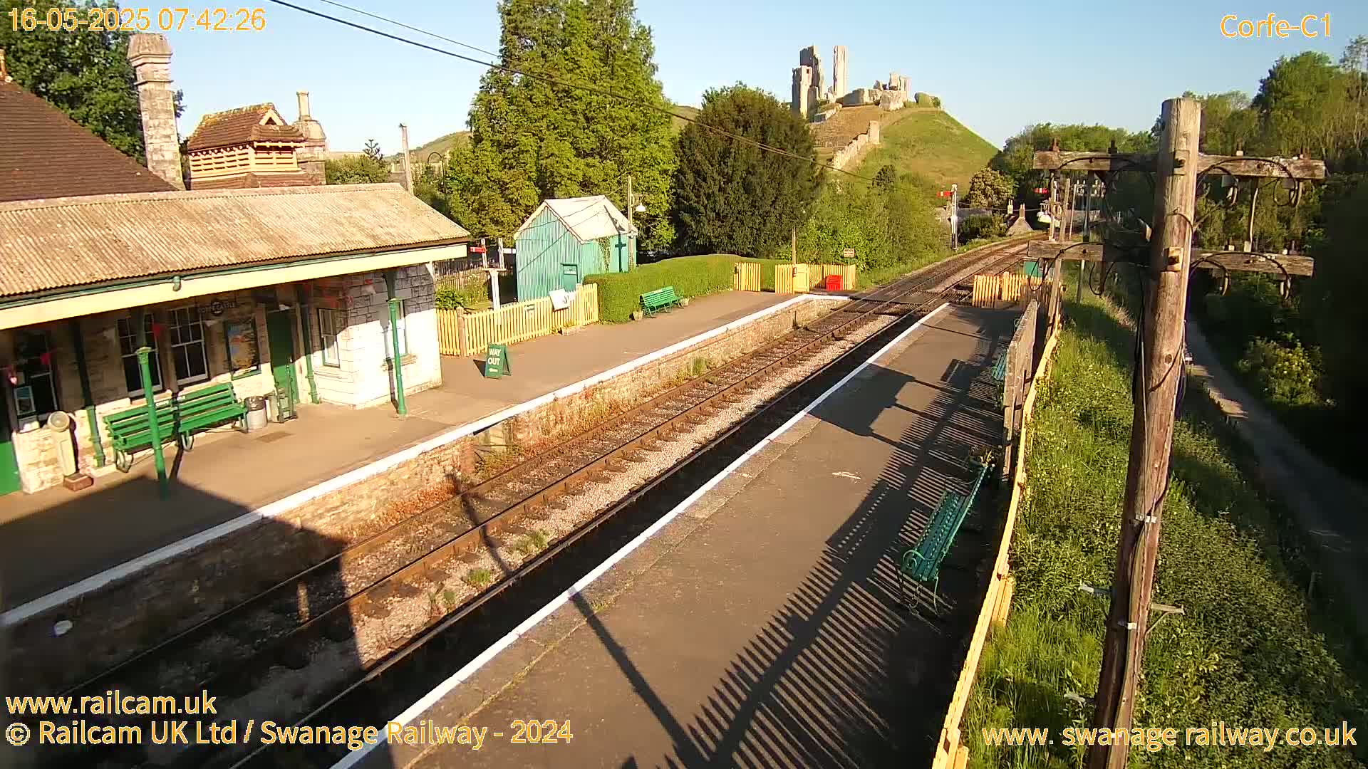 Corfe Castle View & Corfe Railway Station Live Cam - Purbeck, Dorset, South West, England, United Kingdom