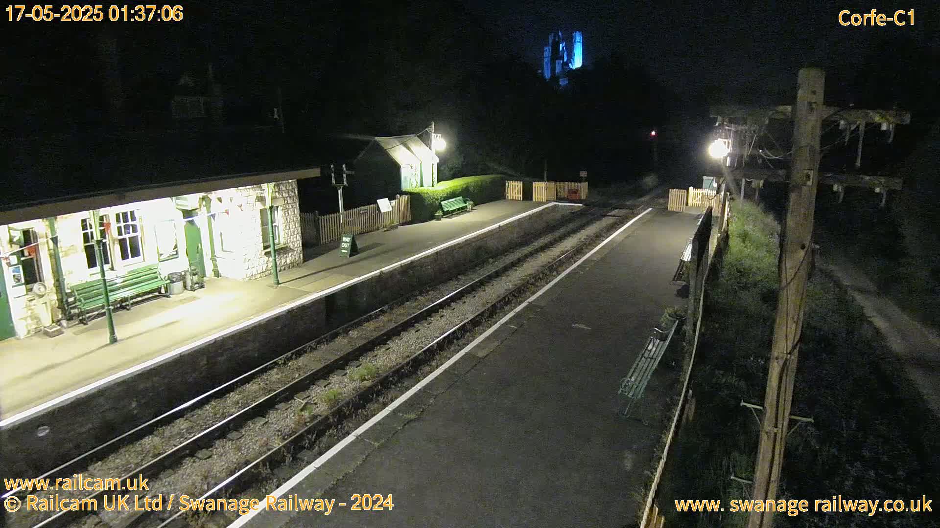 Corfe Castle View & Corfe Railway Station Live Cam - Purbeck, Dorset, South West, England, United Kingdom
