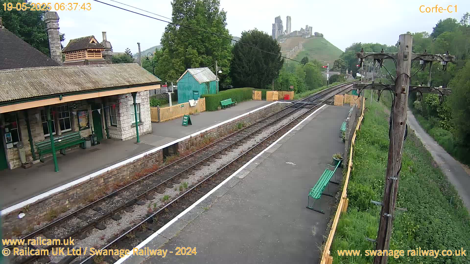 Corfe Castle View & Corfe Railway Station Live Cam - Purbeck, Dorset, South West, England, United Kingdom