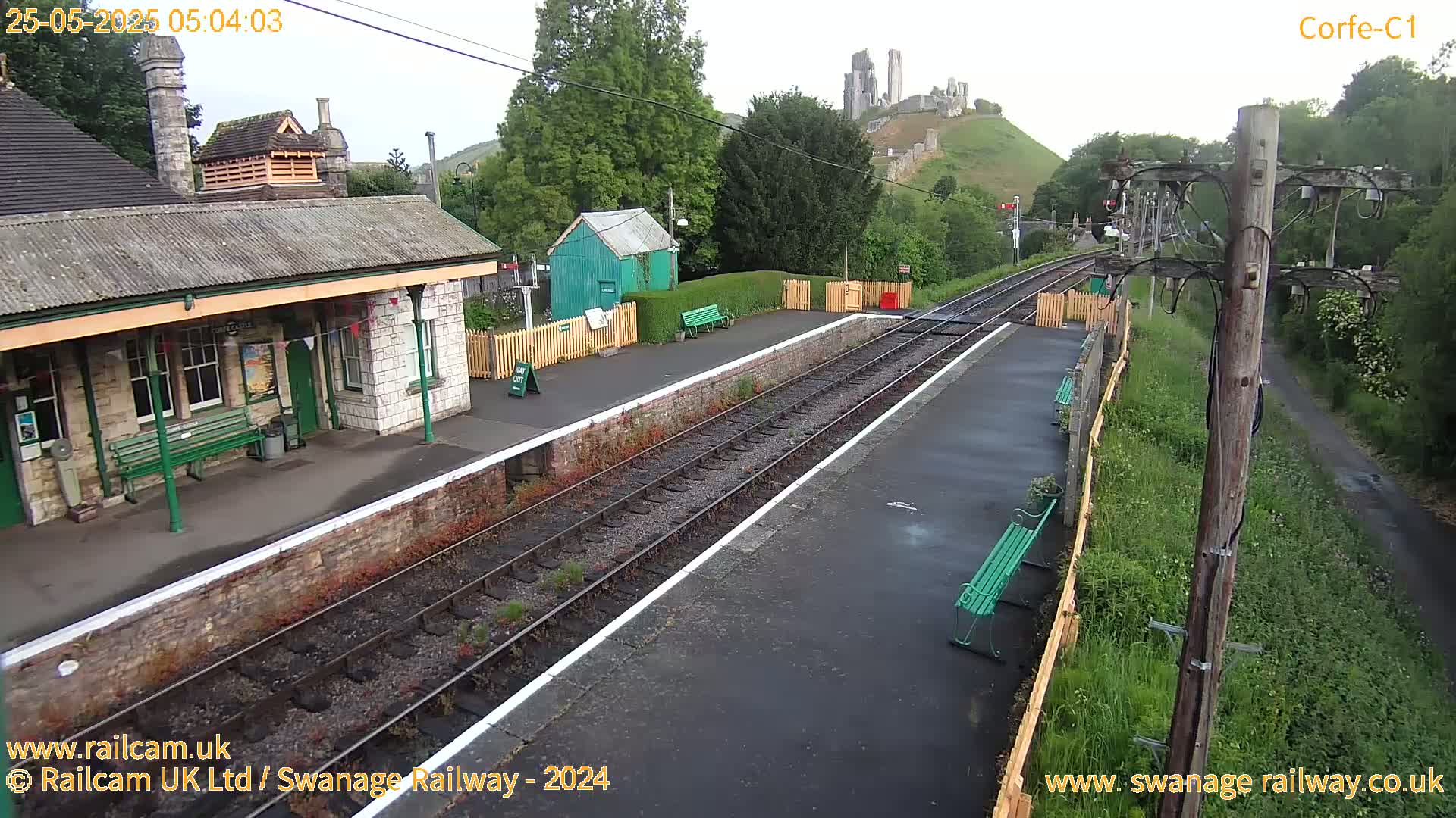 Corfe Castle View & Corfe Railway Station Live Cam - Purbeck, Dorset, South West, England, United Kingdom