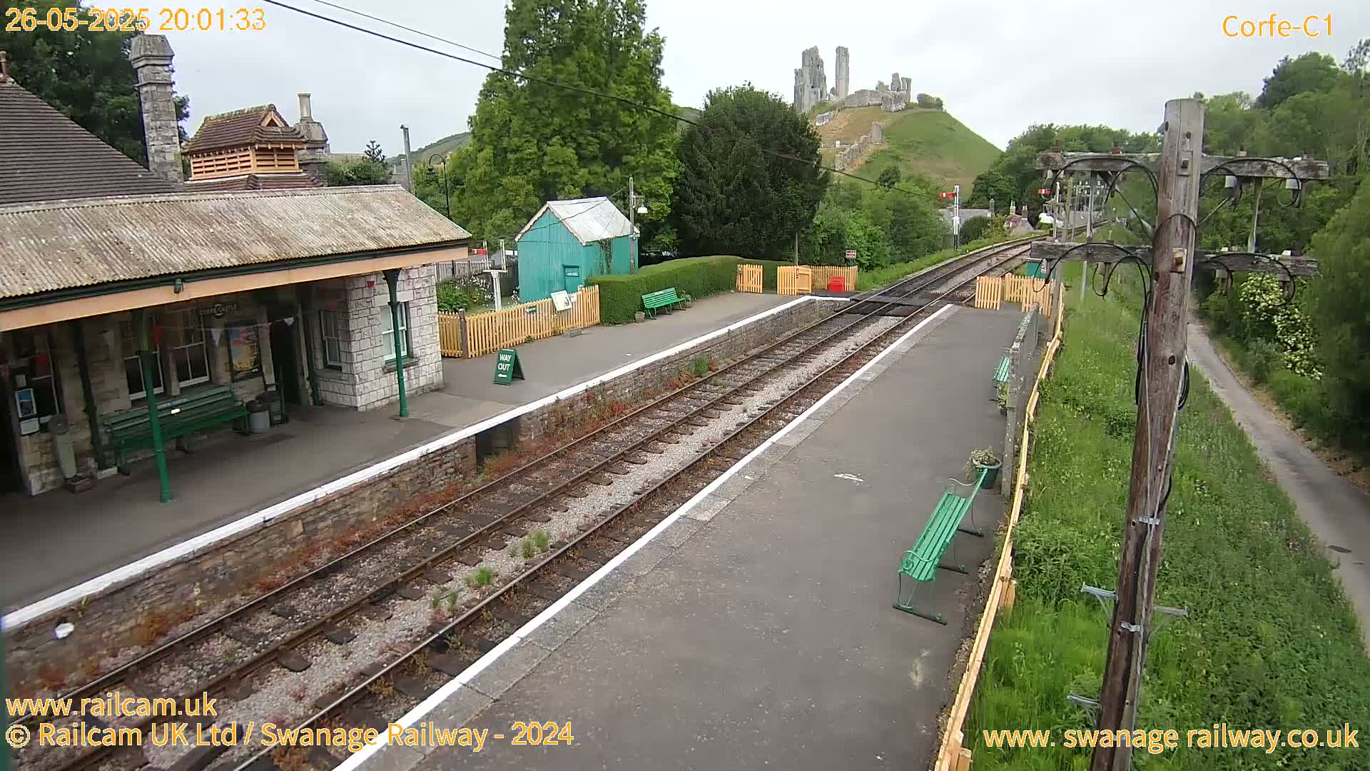 Corfe Castle View & Corfe Railway Station Live Cam - Purbeck, Dorset, South West, England, United Kingdom