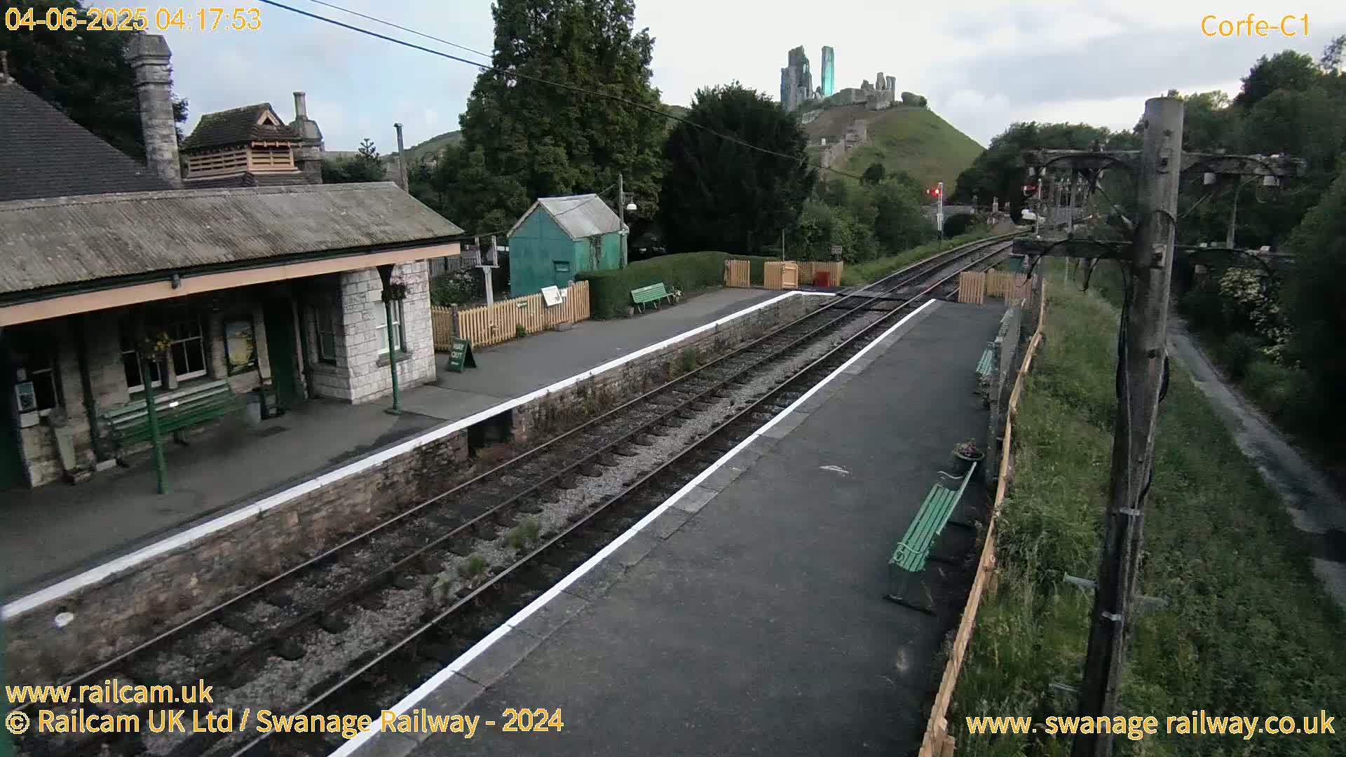 Corfe Castle View & Corfe Railway Station Live Cam - Purbeck, Dorset, South West, England, United Kingdom