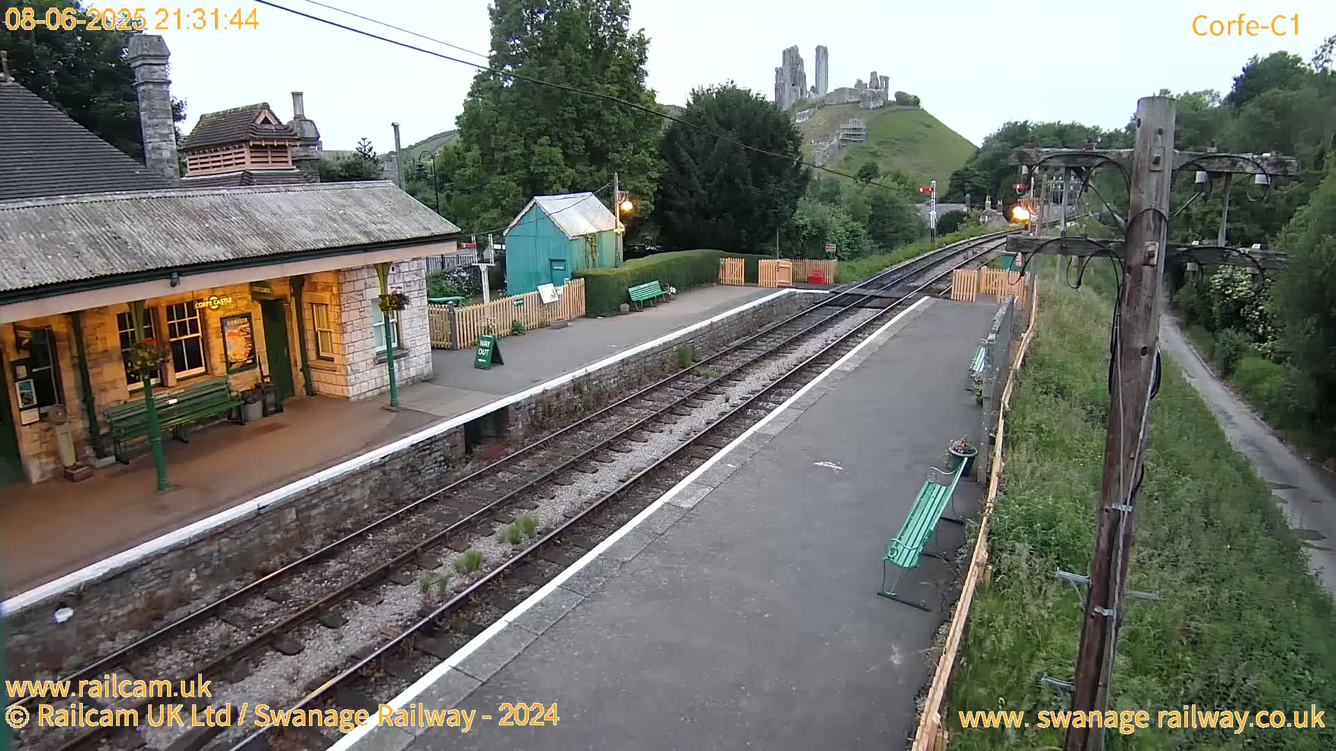 Corfe Castle View & Corfe Railway Station Live Cam - Purbeck, Dorset, South West, England, United Kingdom