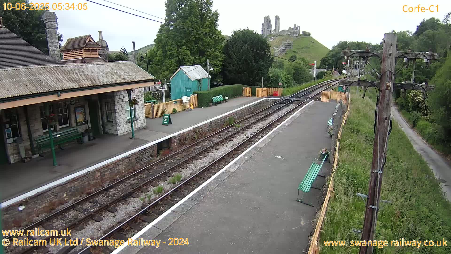 Corfe Castle View & Corfe Railway Station Live Cam - Purbeck, Dorset, South West, England, United Kingdom