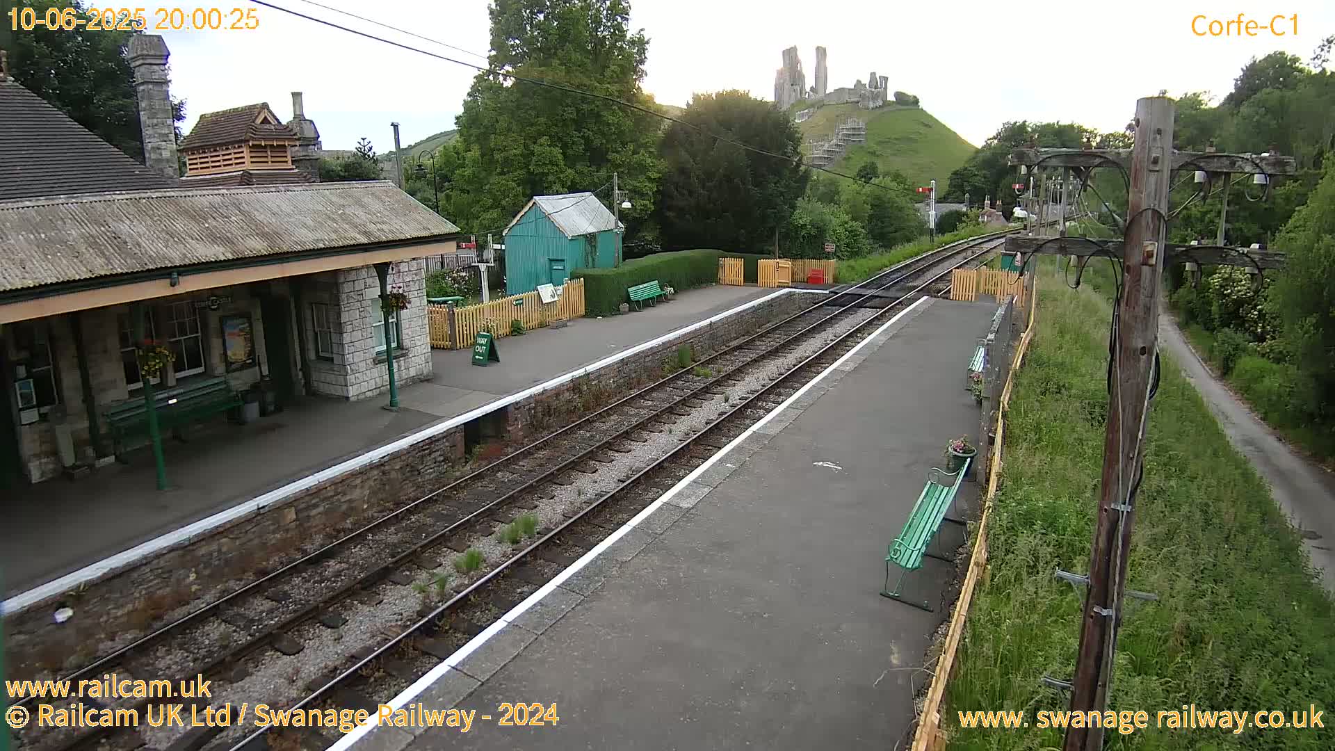 Corfe Castle View & Corfe Railway Station Live Cam - Purbeck, Dorset, South West, England, United Kingdom
