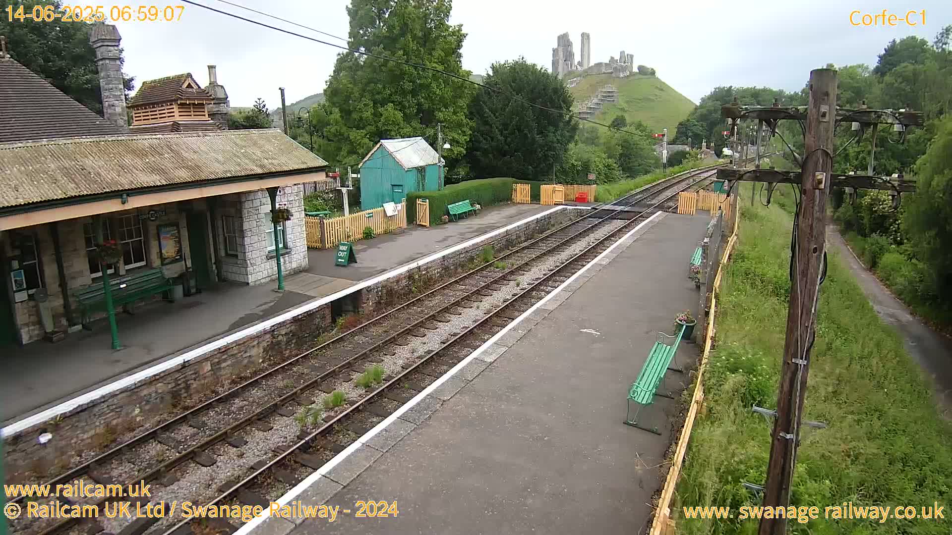 Corfe Castle View & Corfe Railway Station Live Cam - Purbeck, Dorset, South West, England, United Kingdom