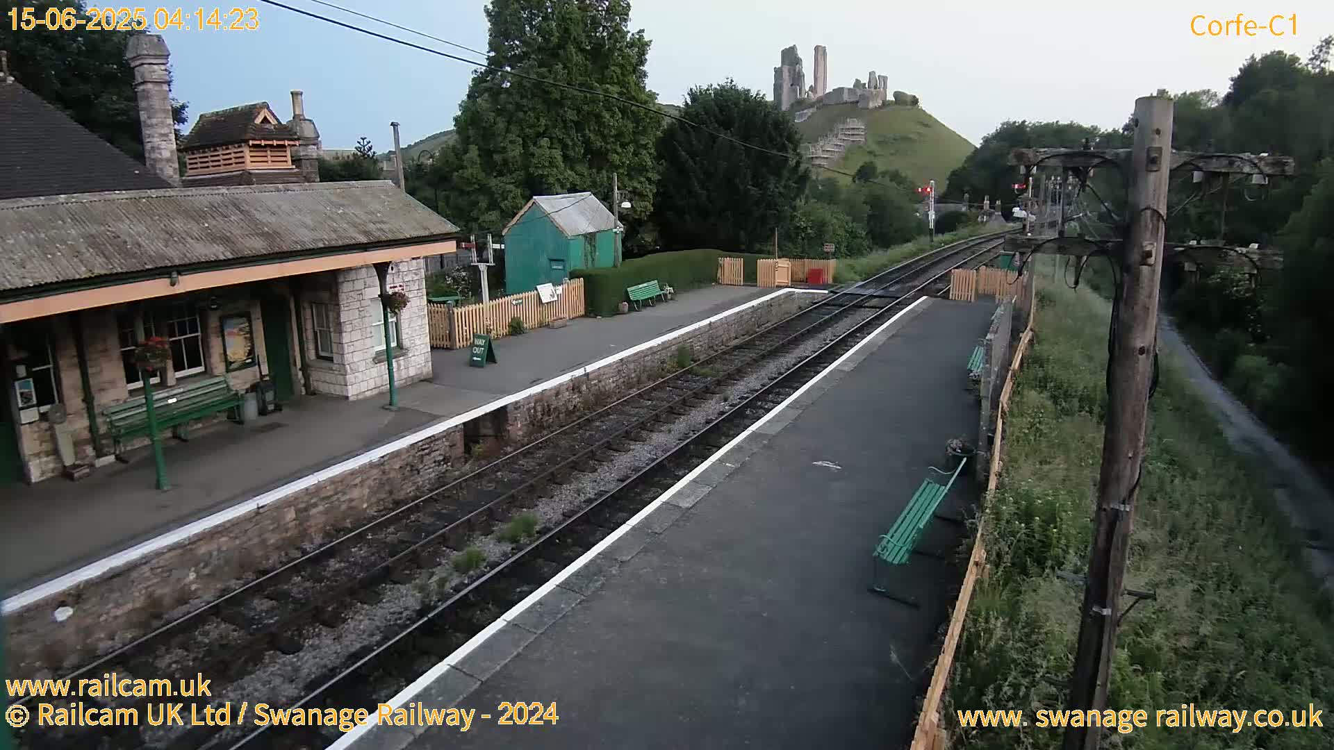 Corfe Castle View & Corfe Railway Station Live Cam - Purbeck, Dorset, South West, England, United Kingdom
