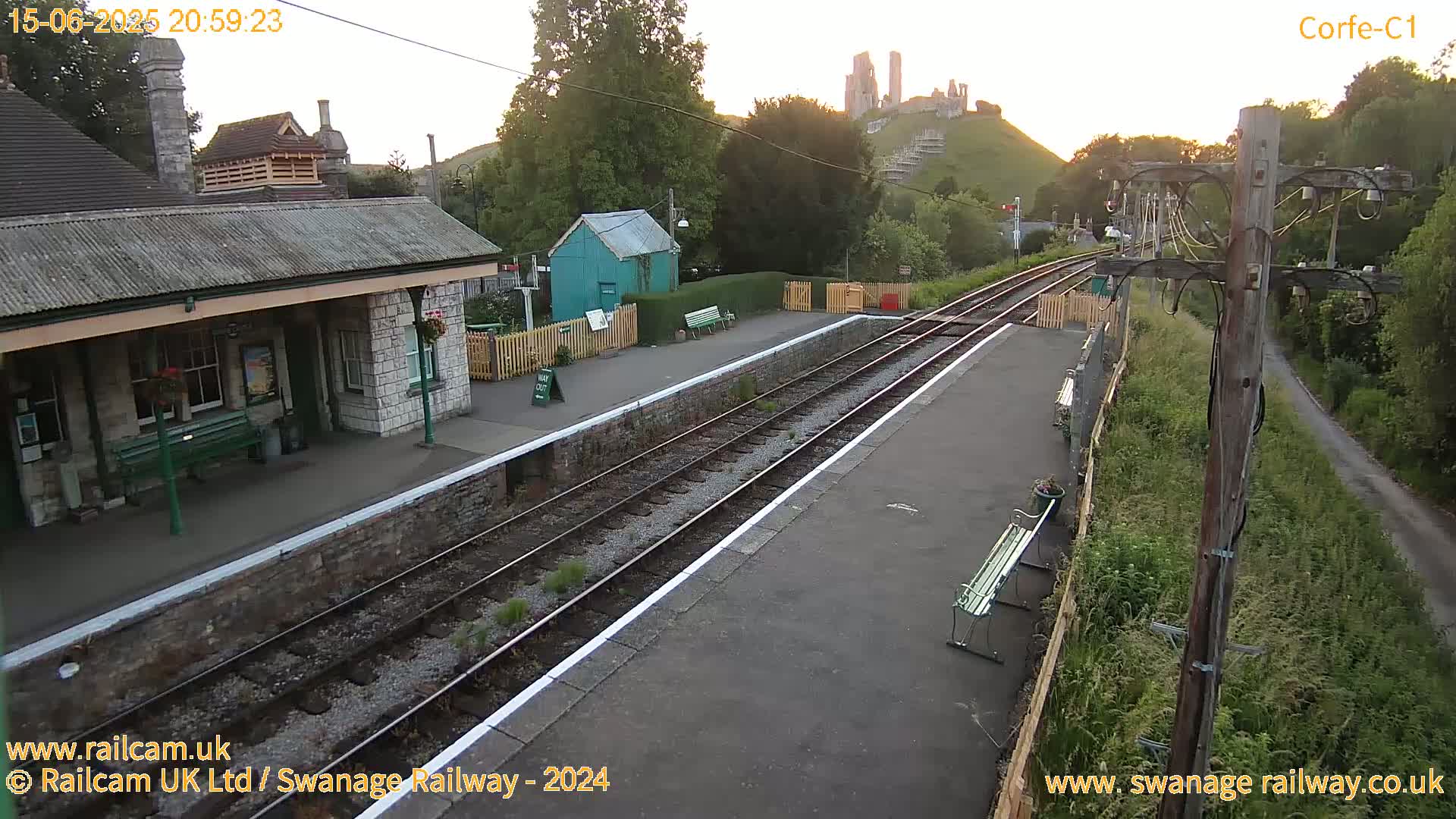 Corfe Castle View & Corfe Railway Station Live Cam - Purbeck, Dorset, South West, England, United Kingdom