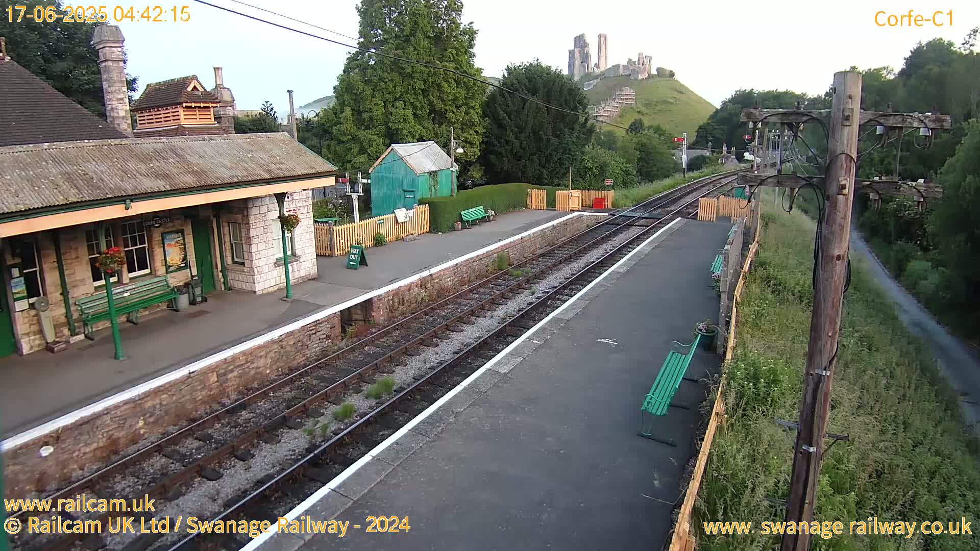 Corfe Castle View & Corfe Railway Station Live Cam - Purbeck, Dorset, South West, England, United Kingdom