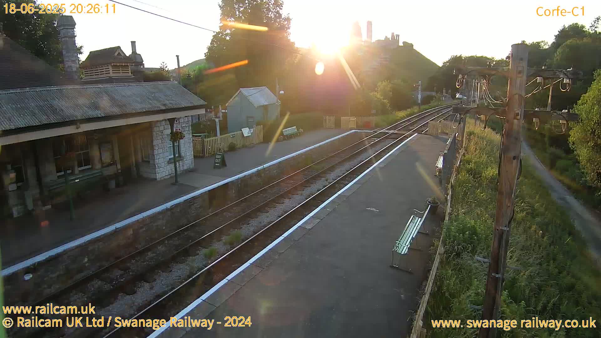 Corfe Castle View & Corfe Railway Station Live Cam - Purbeck, Dorset, South West, England, United Kingdom