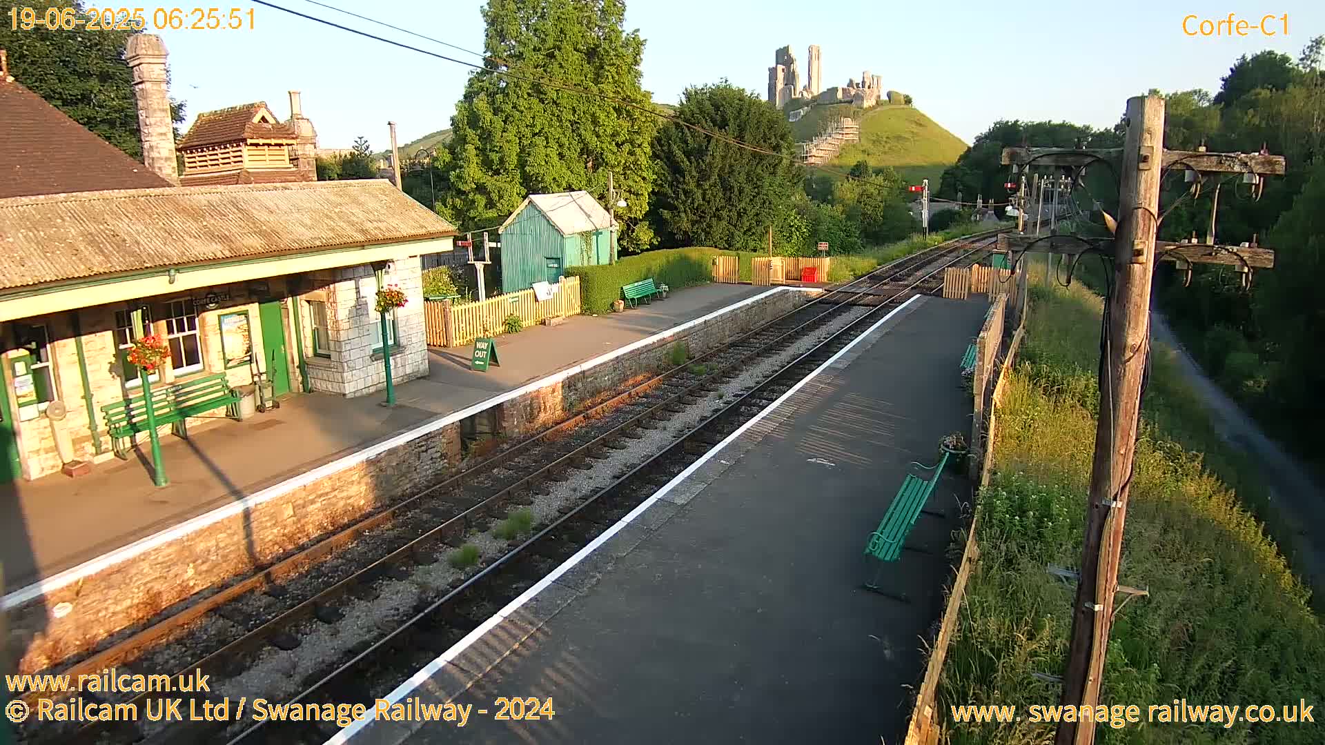 Corfe Castle View & Corfe Railway Station Live Cam - Purbeck, Dorset, South West, England, United Kingdom