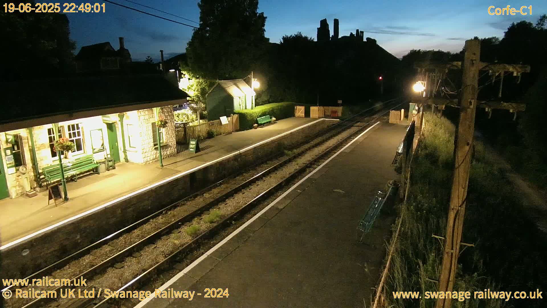 Corfe Castle View & Corfe Railway Station Live Cam - Purbeck, Dorset, South West, England, United Kingdom