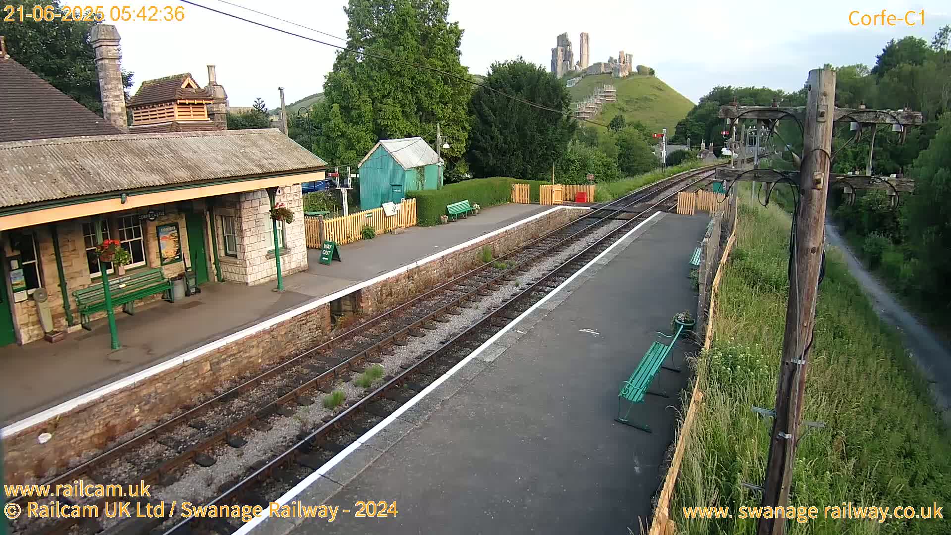 Corfe Castle View & Corfe Railway Station Live Cam - Purbeck, Dorset, South West, England, United Kingdom