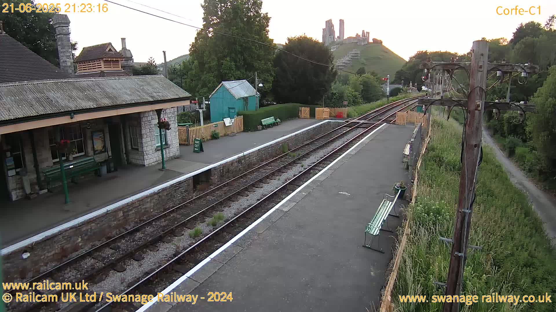 Corfe Castle View & Corfe Railway Station Live Cam - Purbeck, Dorset, South West, England, United Kingdom