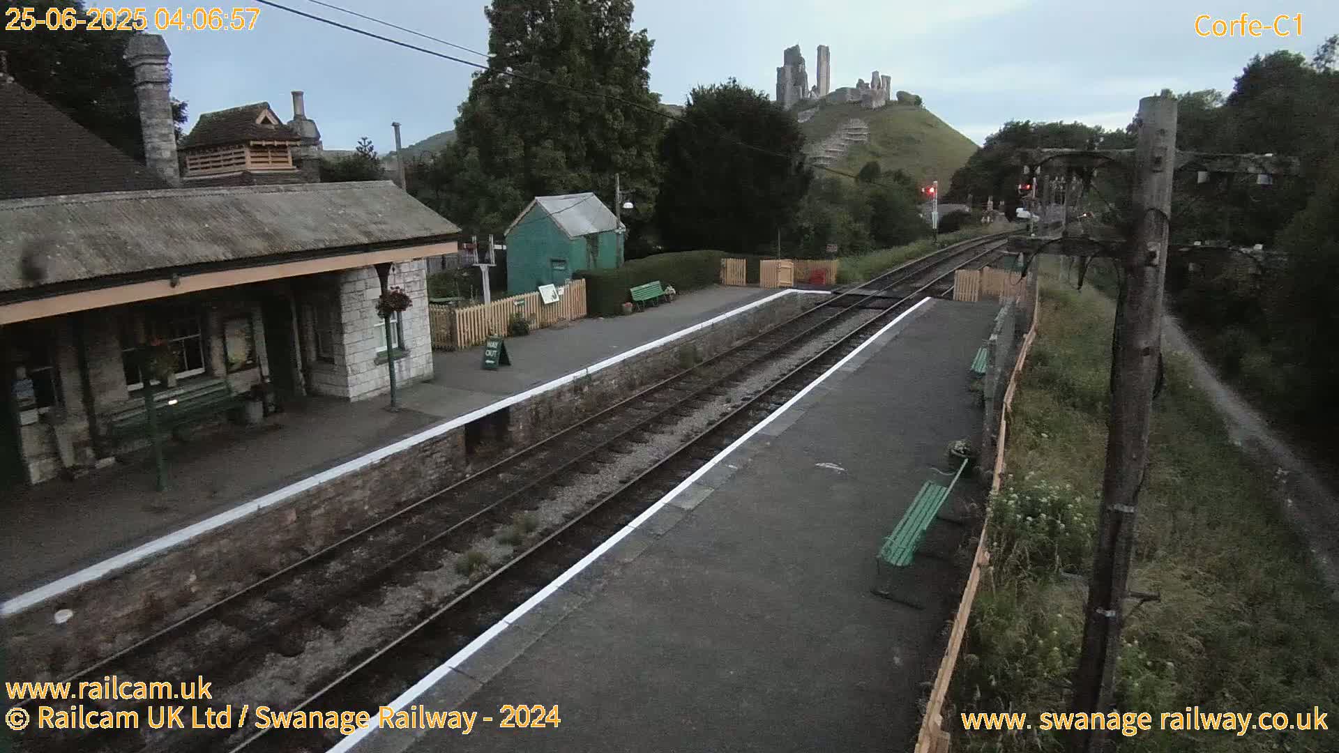 Corfe Castle View & Corfe Railway Station Live Cam - Purbeck, Dorset, South West, England, United Kingdom