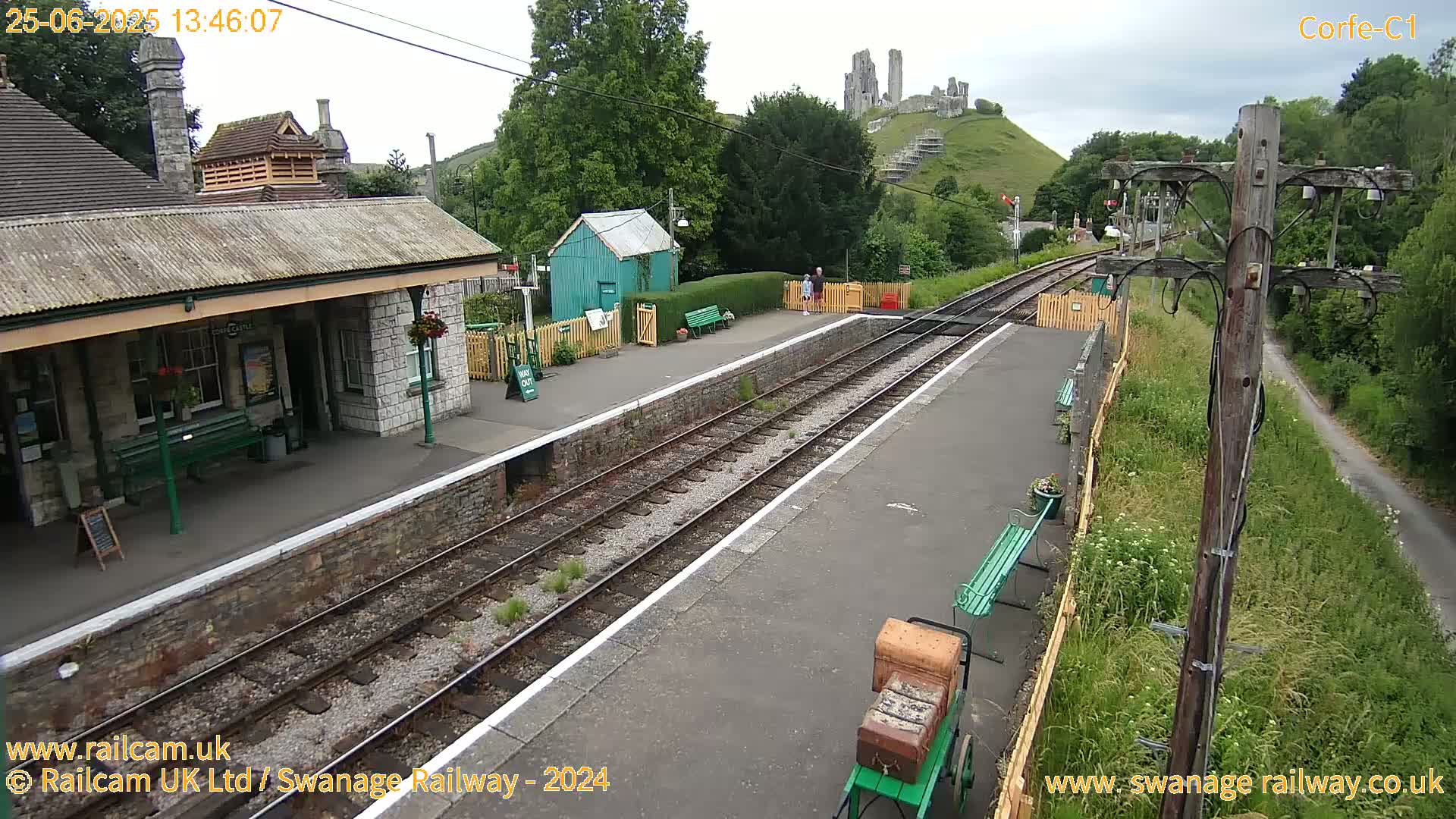 Corfe Castle View & Corfe Railway Station Live Cam - Purbeck, Dorset, South West, England, United Kingdom