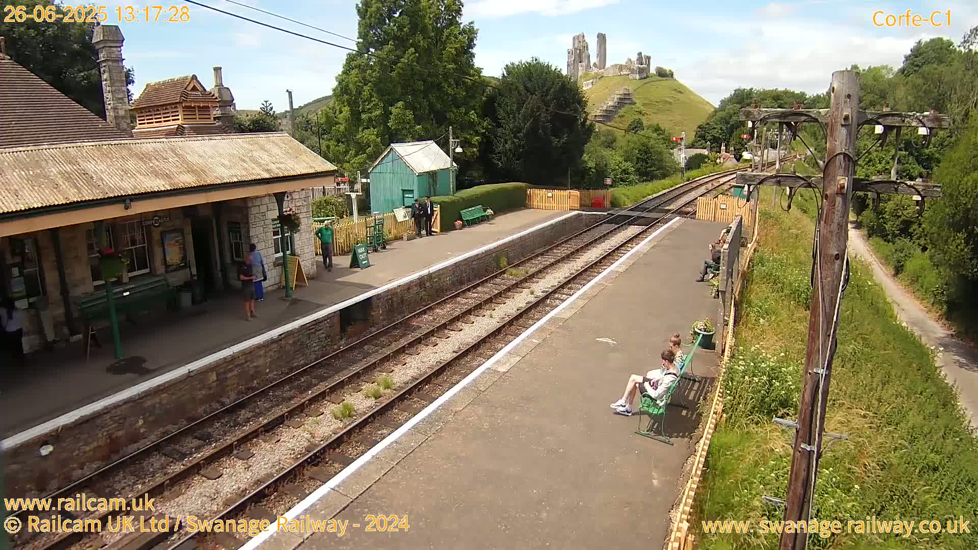 Corfe Castle View & Corfe Railway Station Live Cam - Purbeck, Dorset, South West, England, United Kingdom
