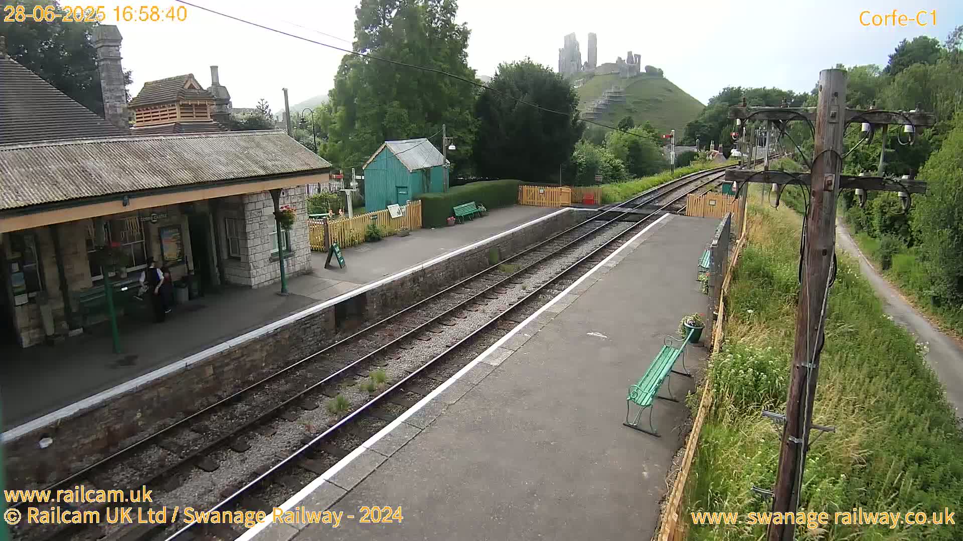 Corfe Castle View & Corfe Railway Station Live Cam - Purbeck, Dorset, South West, England, United Kingdom