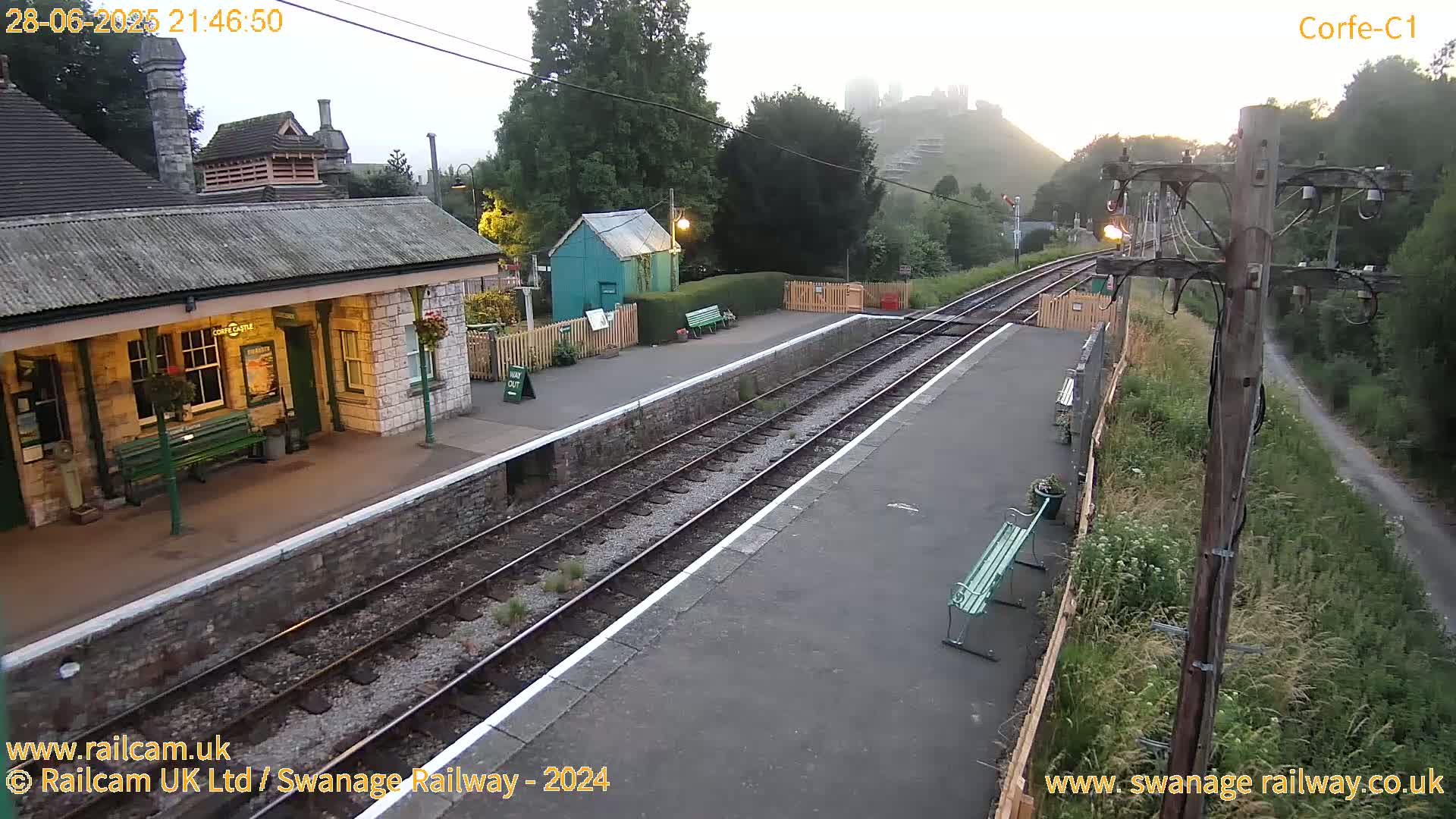 Corfe Castle View & Corfe Railway Station Live Cam - Purbeck, Dorset, South West, England, United Kingdom