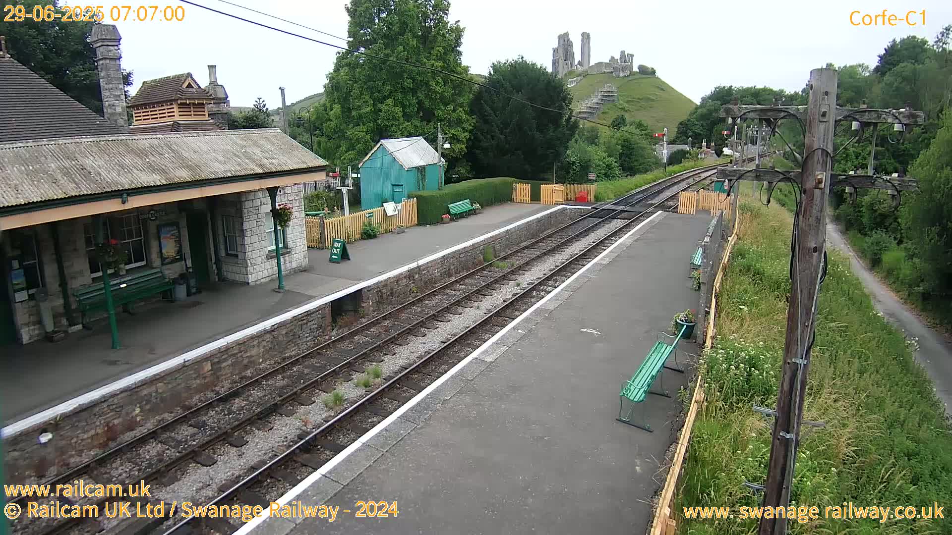 Corfe Castle View & Corfe Railway Station Live Cam - Purbeck, Dorset, South West, England, United Kingdom