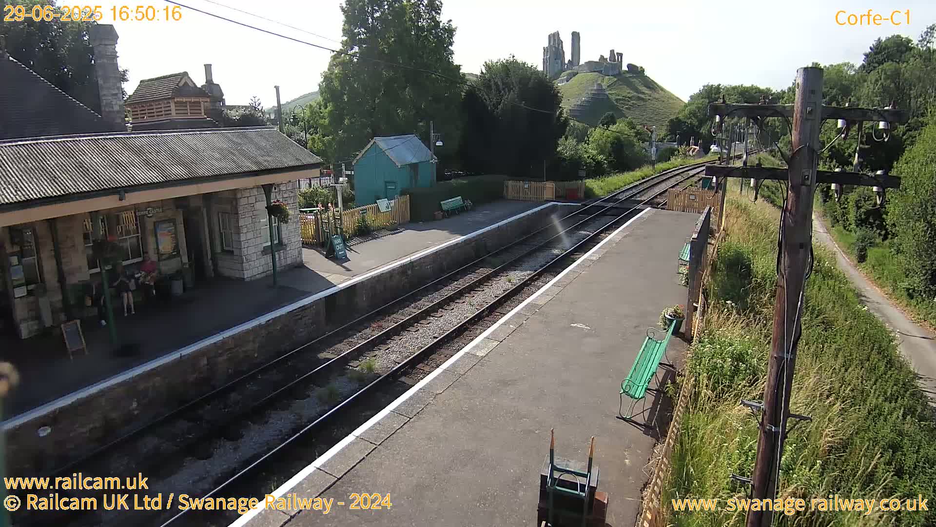 Corfe Castle View & Corfe Railway Station Live Cam - Purbeck, Dorset, South West, England, United Kingdom