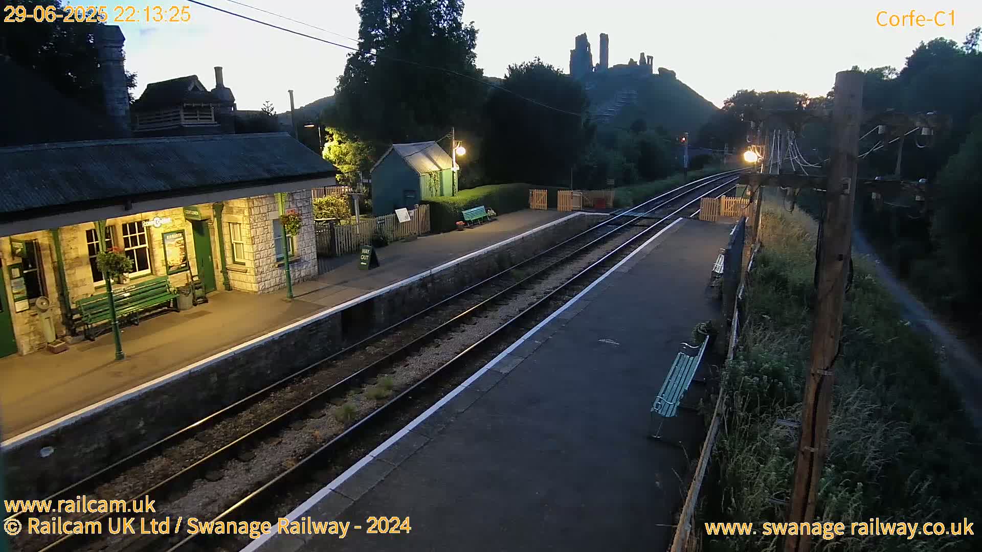 Corfe Castle View & Corfe Railway Station Live Cam - Purbeck, Dorset, South West, England, United Kingdom
