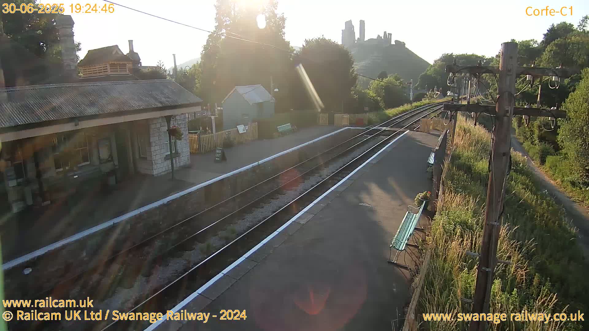 Corfe Castle View & Corfe Railway Station Live Cam - Purbeck, Dorset, South West, England, United Kingdom