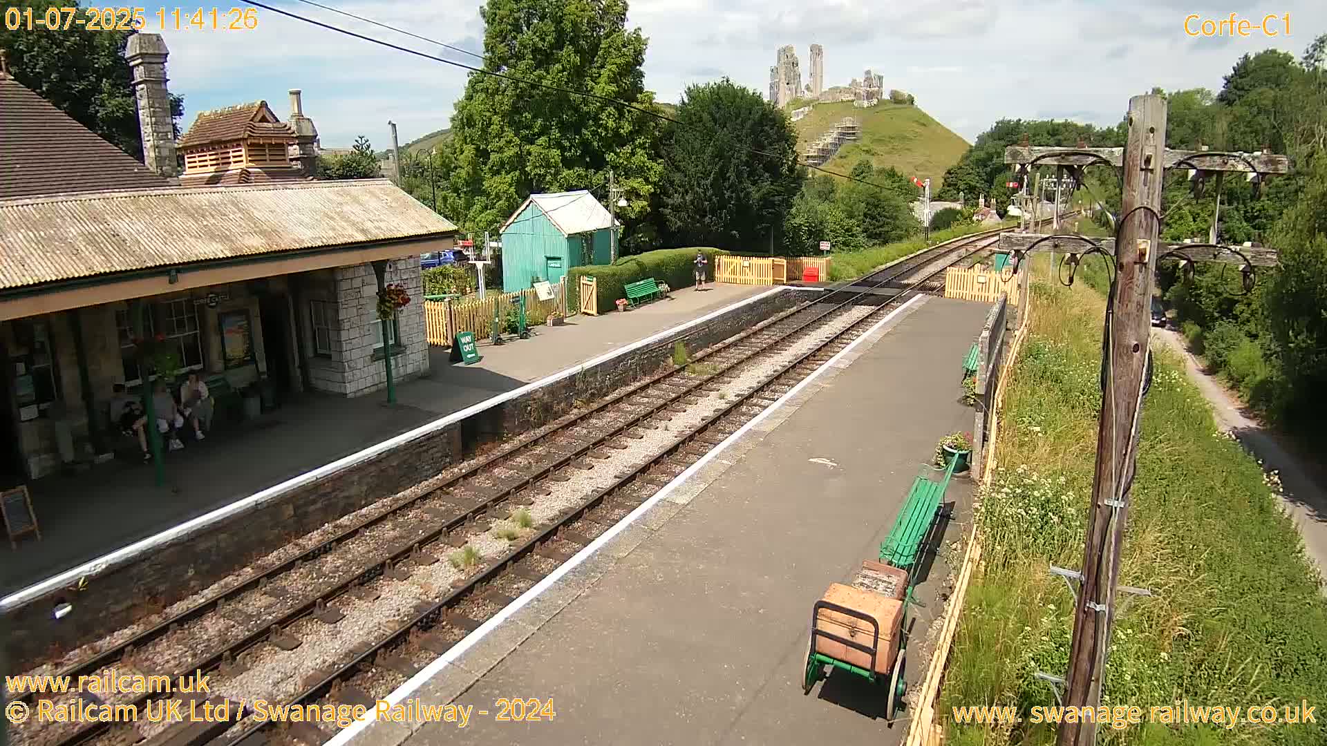 Corfe Castle View & Corfe Railway Station Live Cam - Purbeck, Dorset, South West, England, United Kingdom